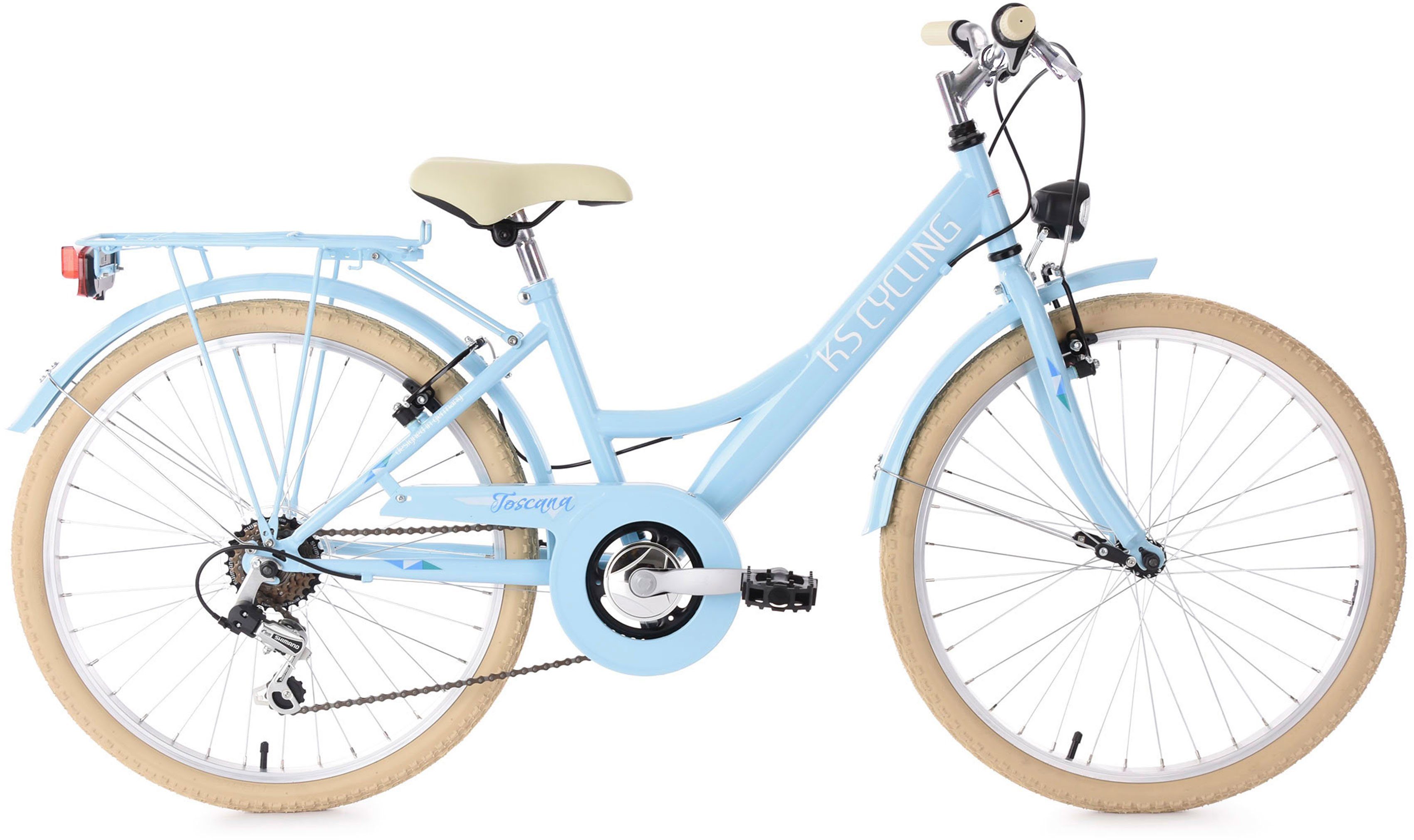 KS Cycling Jugendfahrrad Toscana, 6 Gang Shimano Tourney Schaltwerk, Kettenschaltung, für Damen, Kettenschaltung