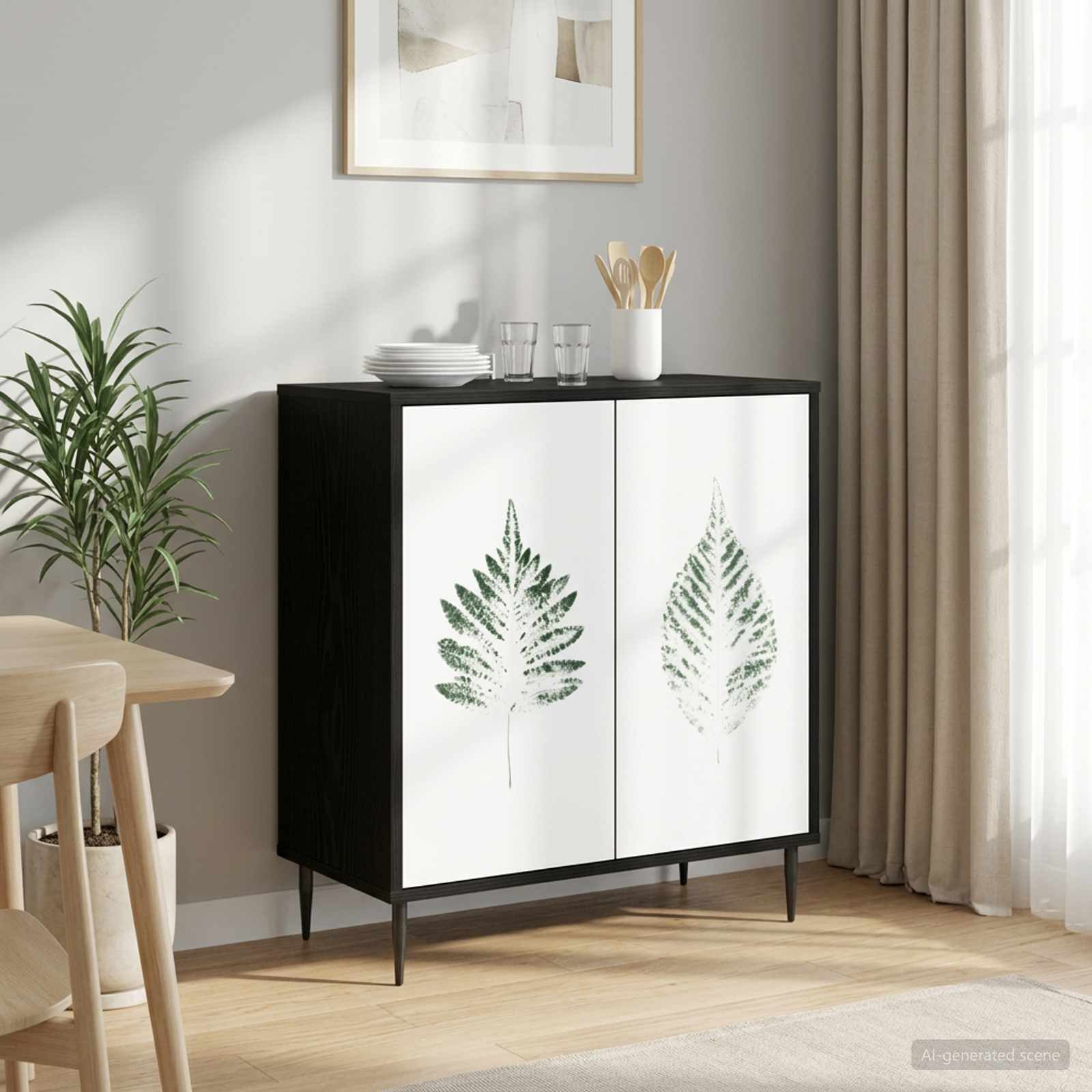 vidaXL Sideboard Sideboard HANAU Schwarz Eichen-Optik 69 x 33 x 76 cm (1 St)