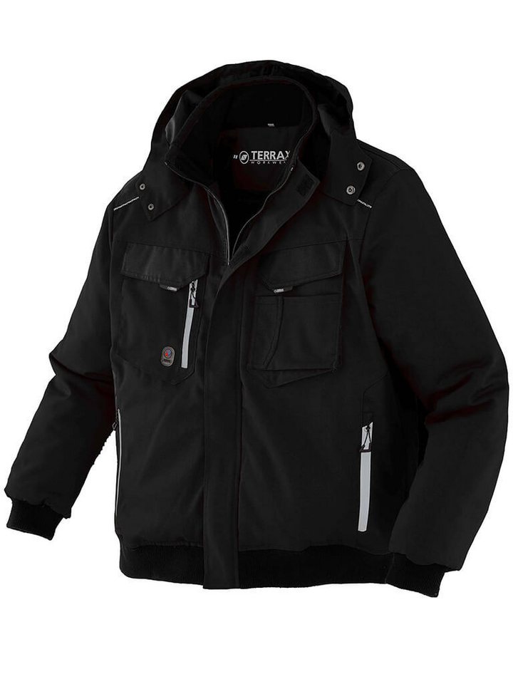 Terrax Workwear Arbeitsjacke Wattierte Pilotenjacke Herren Pilotenjacke mit Stehkragen und reflektierenden Details