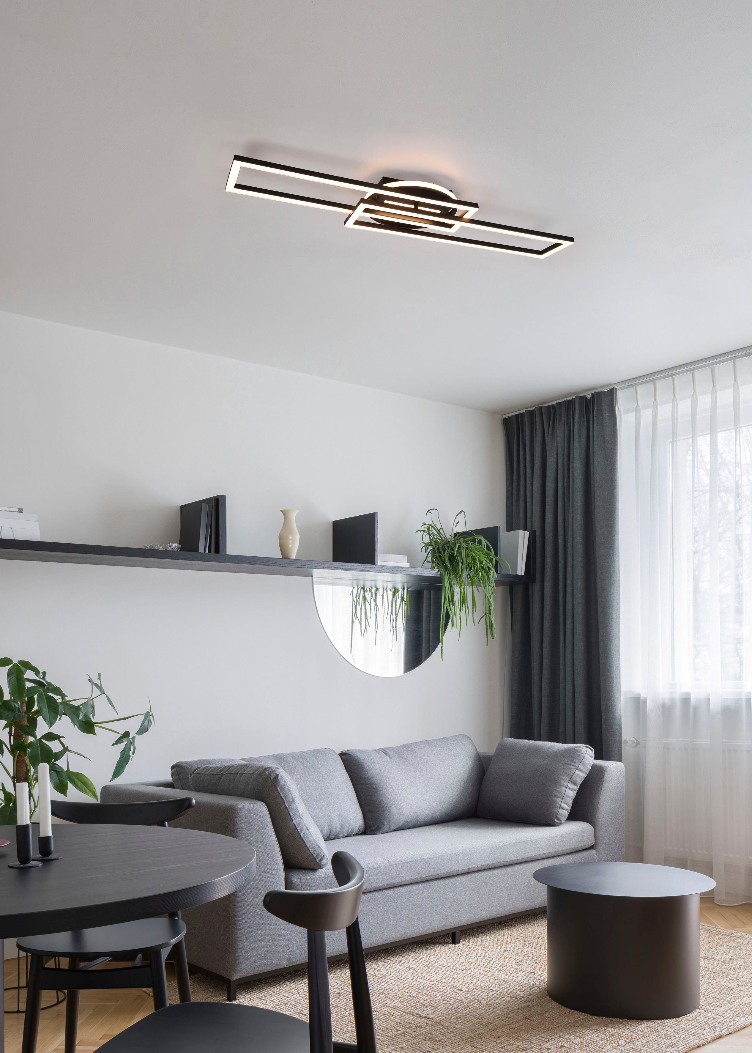 Reality Leuchten LED Deckenleuchte Twister, CCT - über Fernbedienung, Dimmfunktion, Farbwechsel, LED fest integriert, warmweiß - kaltweiß, Deckenlampe 4500 Lumen Lichtfarbe einstellbar Fernbedienung Memory