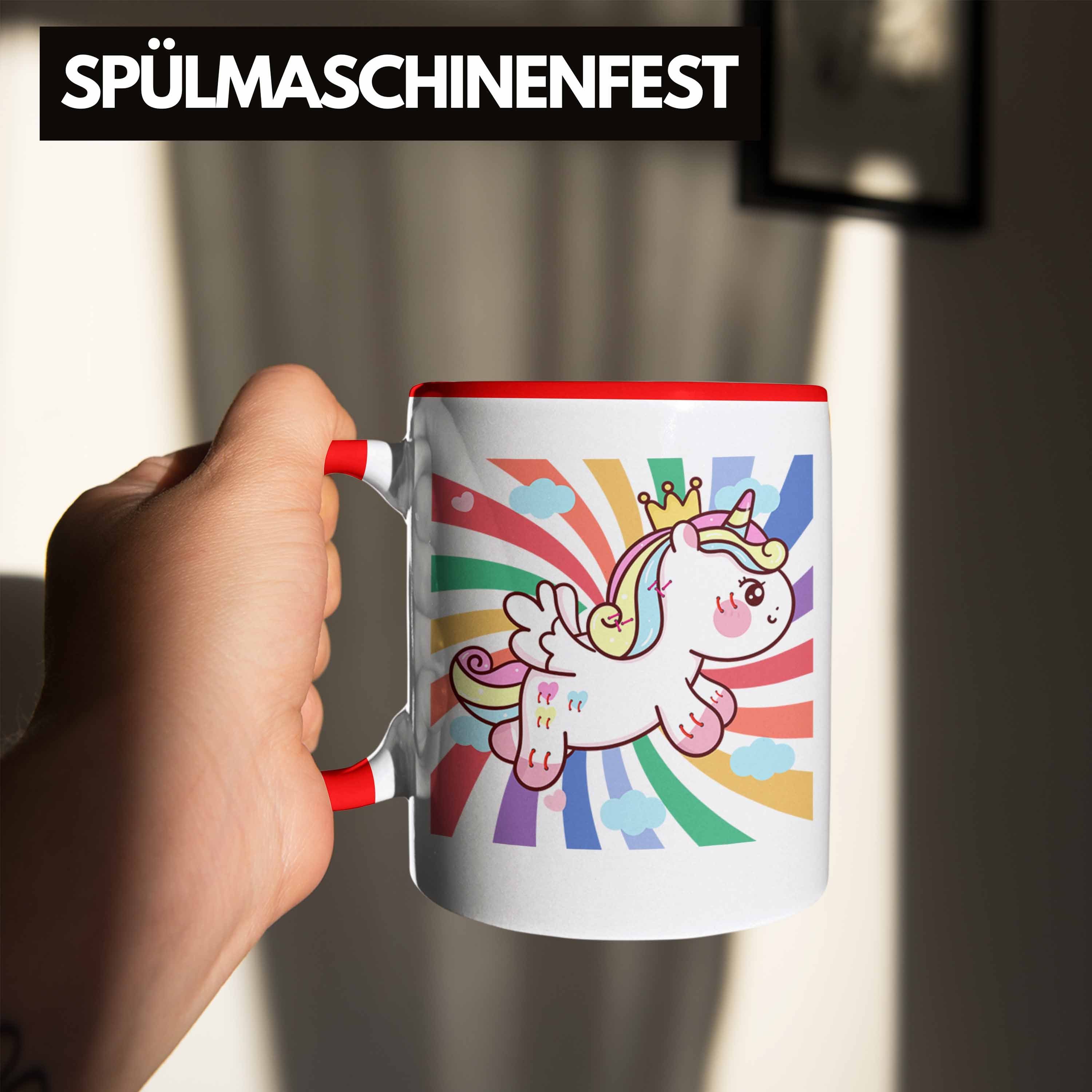 Einhorn Tasse Trendation Rot Geschenk Tasse Lustig Grafik