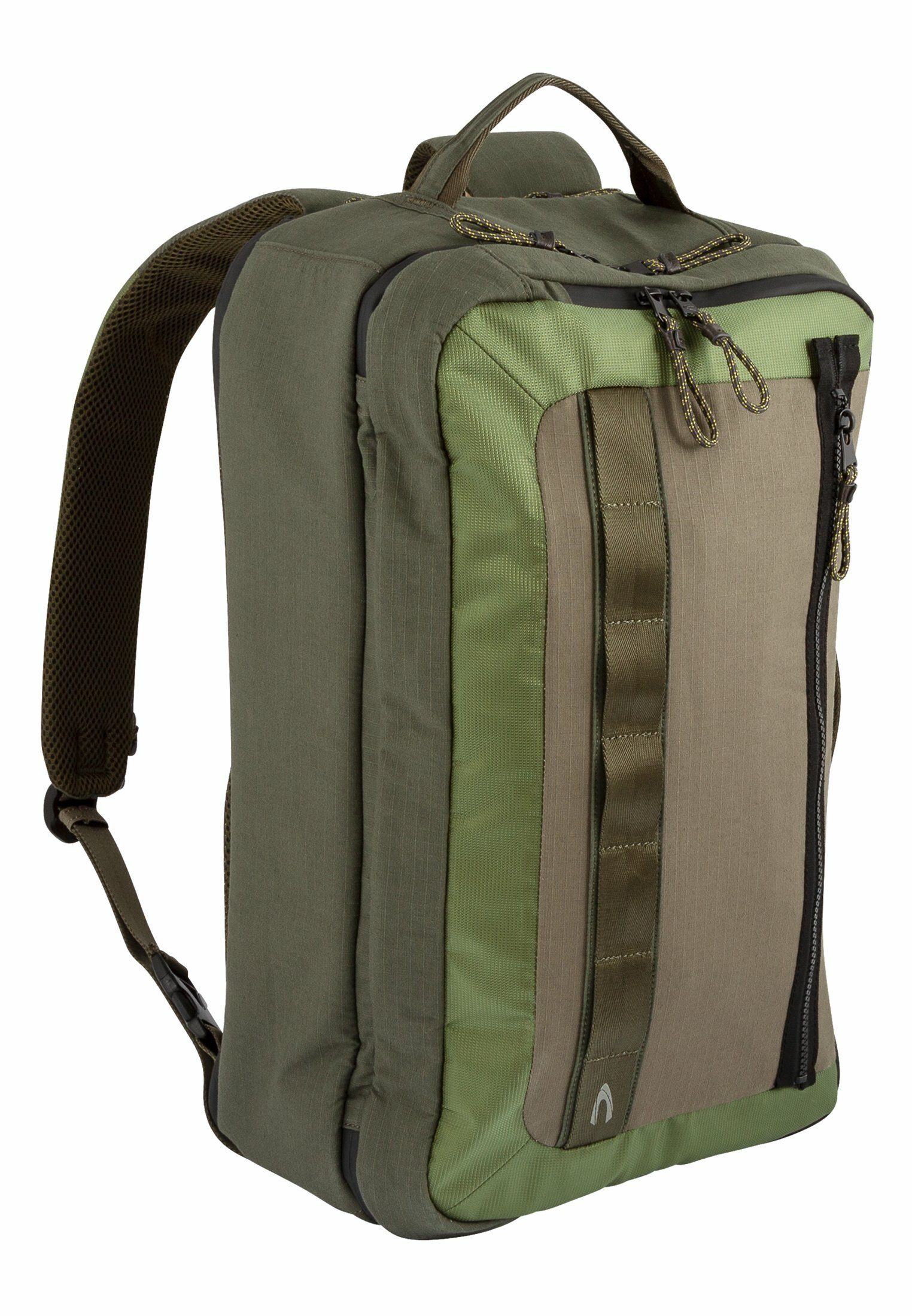 camel active Freizeitrucksack aus Baumwolle Khaki Laptopfach mit