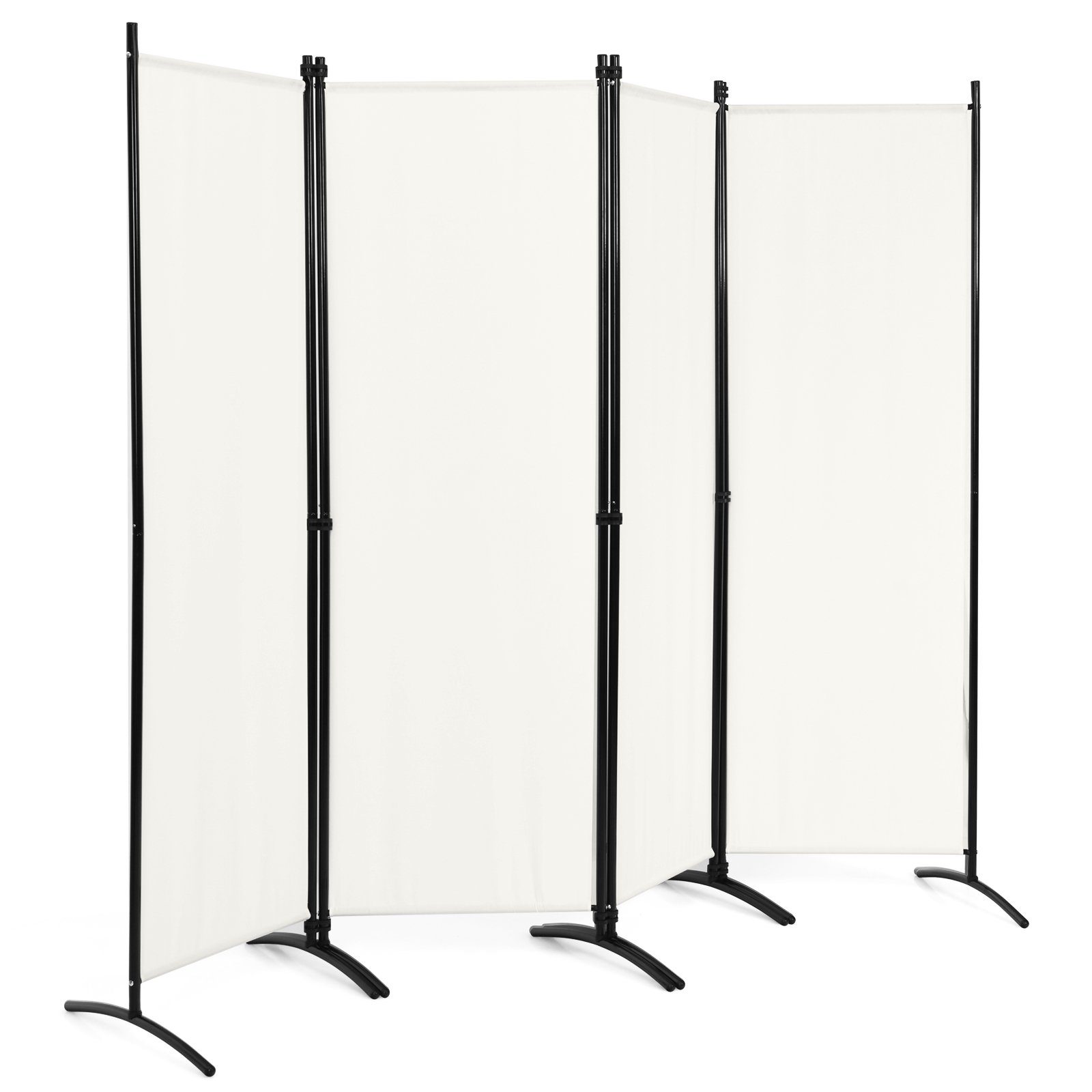 Klappbar, 4-teilig Paravent Beige COSTWAY Raumteiler, Metallrahmen, 220x173cm