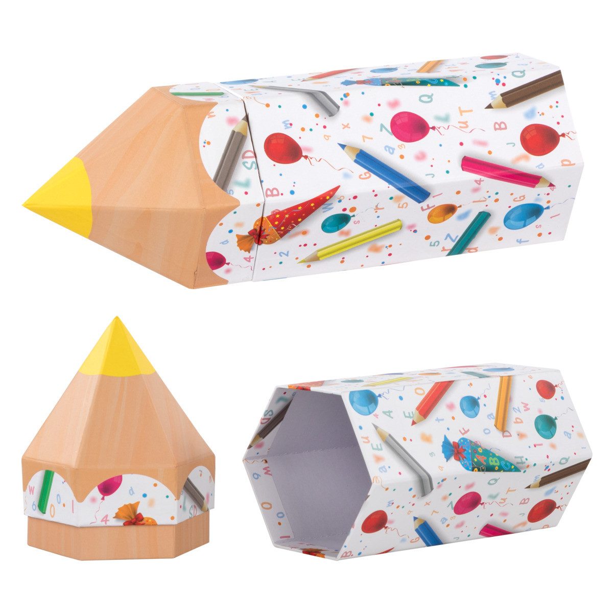 Idena Geschenkbox Geschenkbox - Stiftform, Schultüte, gelb, 10 x 27 x 9 cm