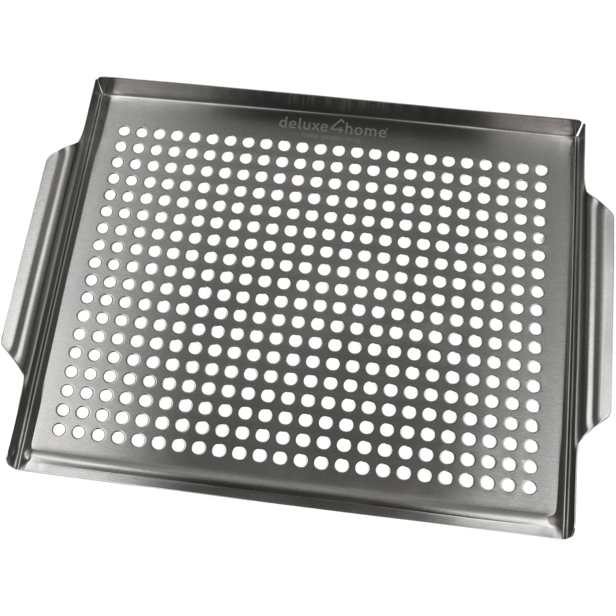 deluxe4home Grillschale Grillplatte aus Edelstahl I BBQ-Platte 40x30 cm aus 100% Edelstahl, Für Grillgemüse & empfindliches Grillgut
