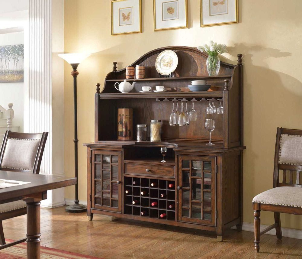 Xlmoebel Anrichte Landhaus Vitrine aus Holz mit Stauraum für Geschirr und Wein (Anrichte), Hergestellt in Europa