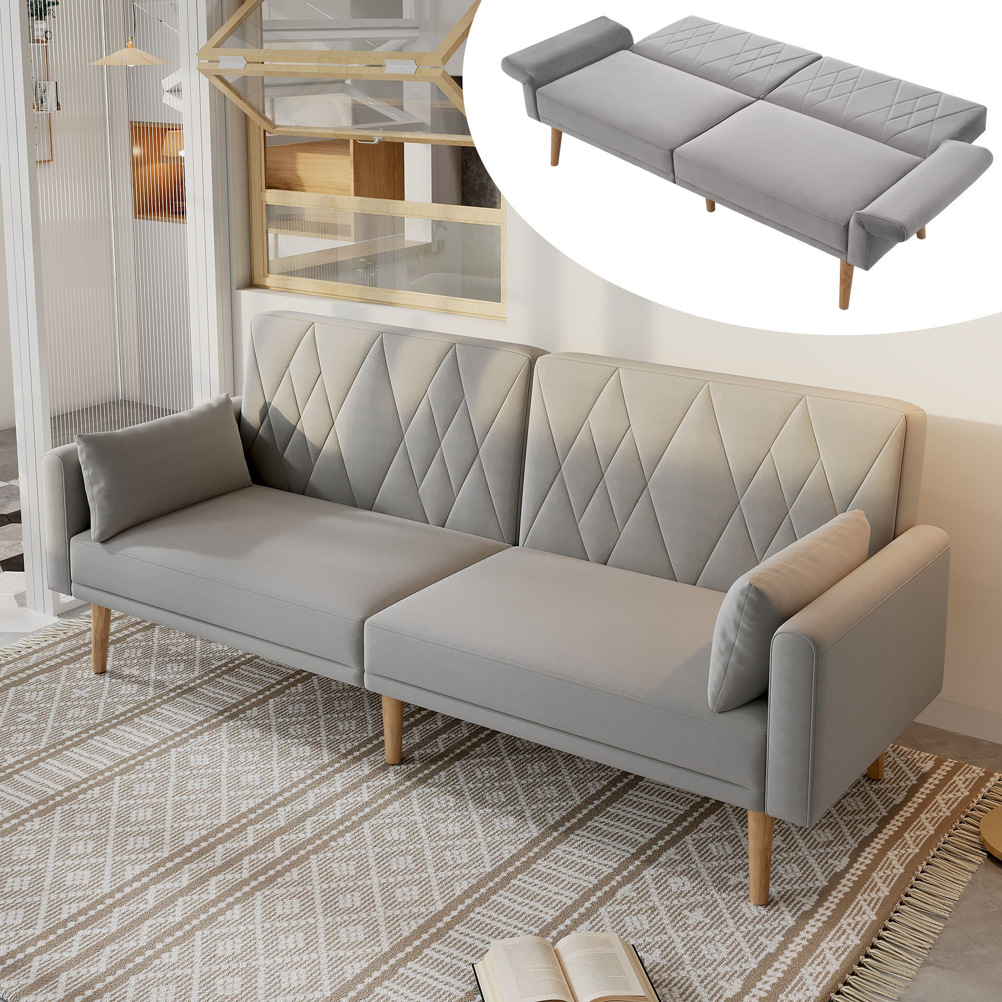Merax Schlafsofa klappbar Zweisitzer-Sofa mit Schlaffunktion, günstig online kaufen