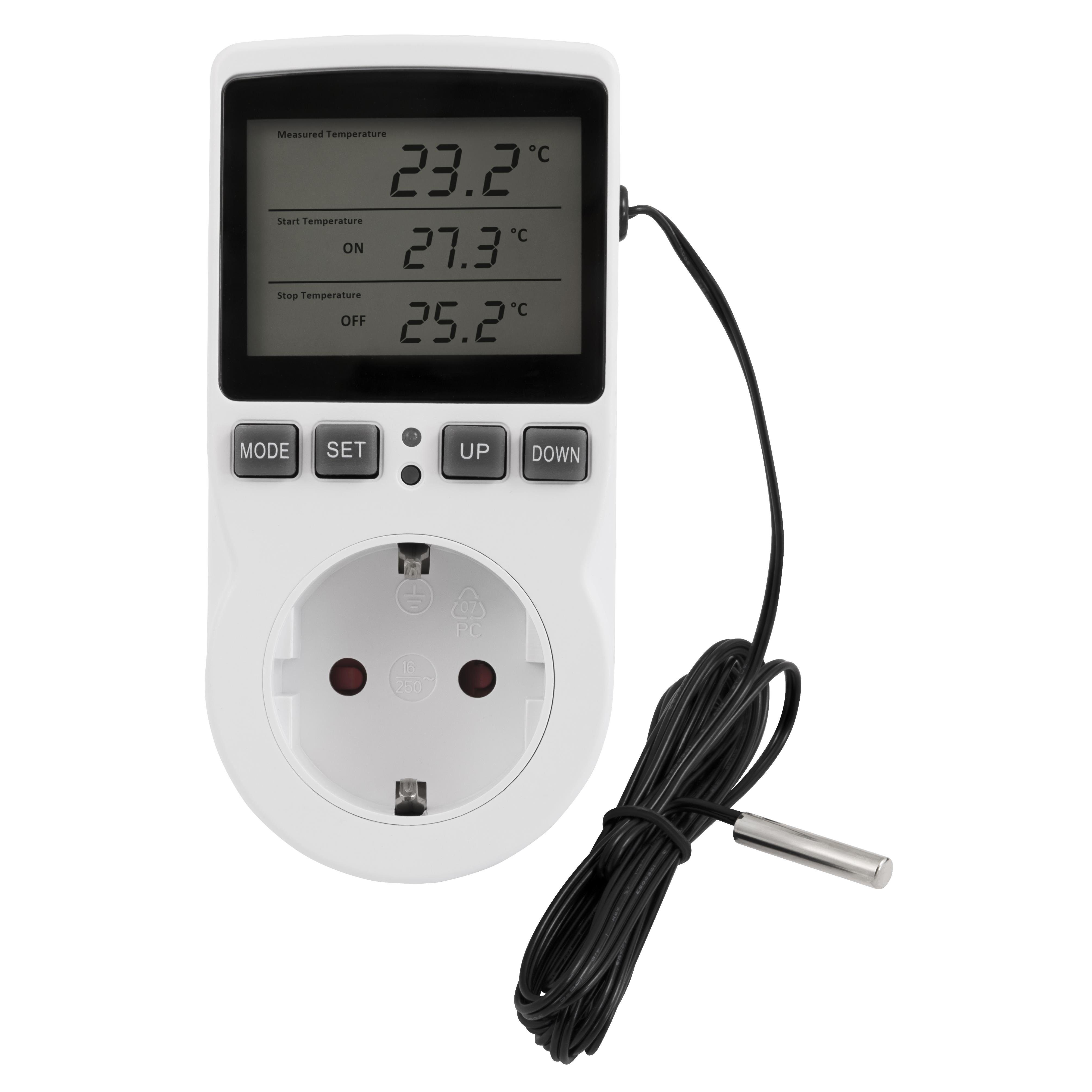 McPower Steckdosen-Thermostat MC POWER - Digitales Steckdosen-Thermostat mit Fühler, TCU-441