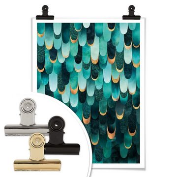 K&L Wall Art Poster Poster Fredriksson Boho Deko Kunstdruck Türkise Federn, Wohnzimmer Wandbild modern