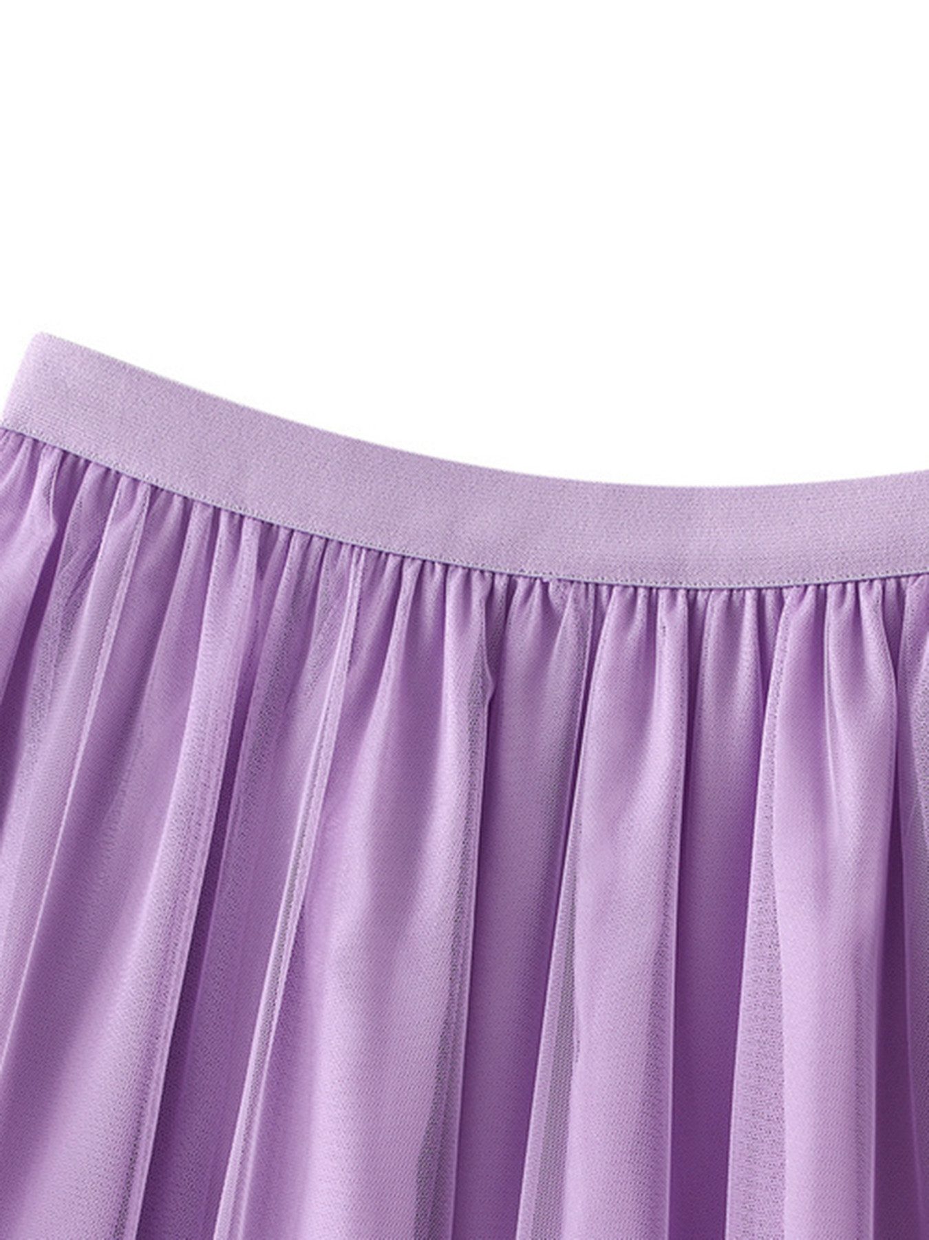 DEBAIJIA Meshrock Damen Röcke Lang Hoch Elastische Taille Elegant Vintage Mesh