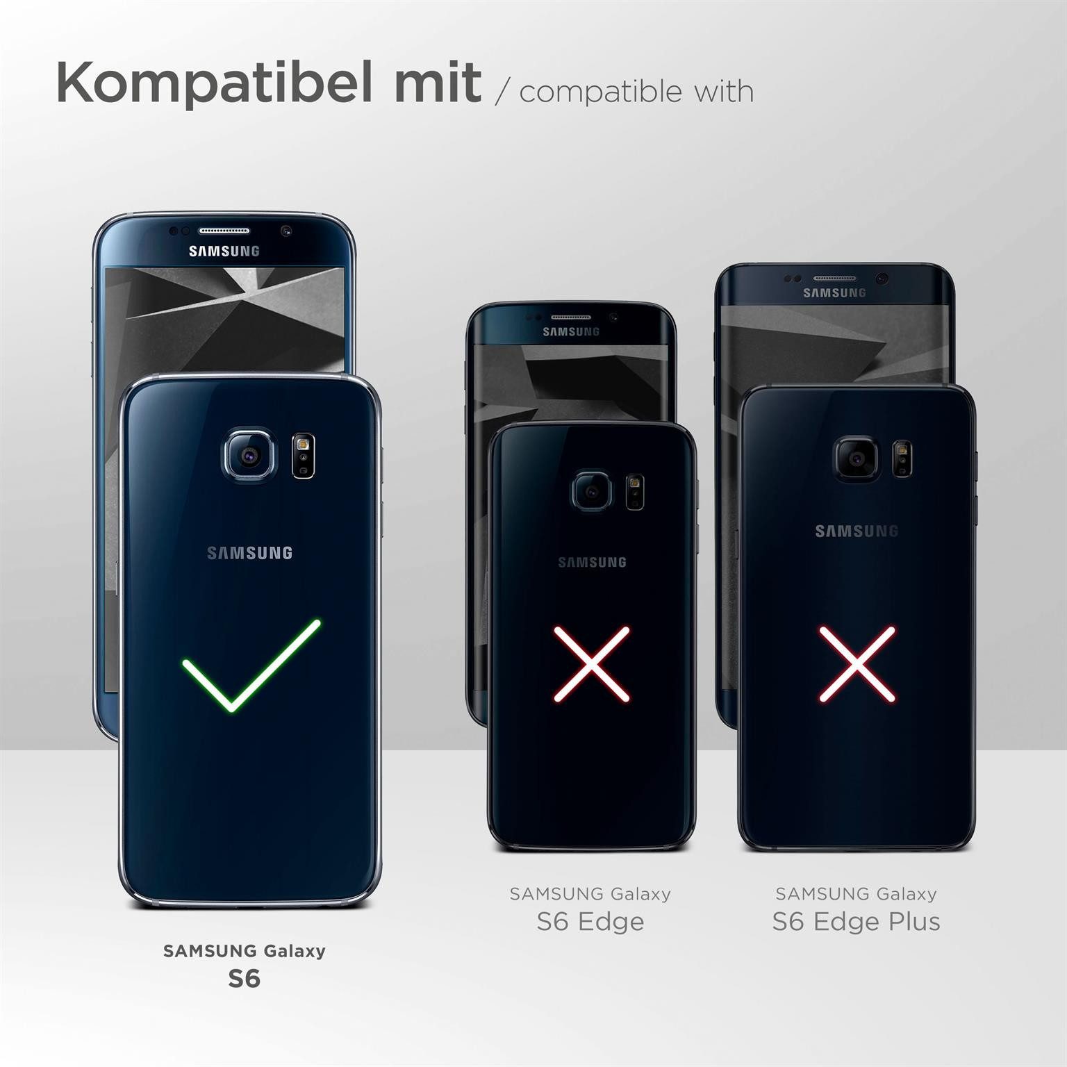 ONEFLOW Handyhülle für Samsung Galaxy S6 Premium Hülle Business Cover Schwarz 5,1 Zoll, 360 Grad Schutzhülle Flip Case Etui Klapphülle Dünn Leder Handy Tasche