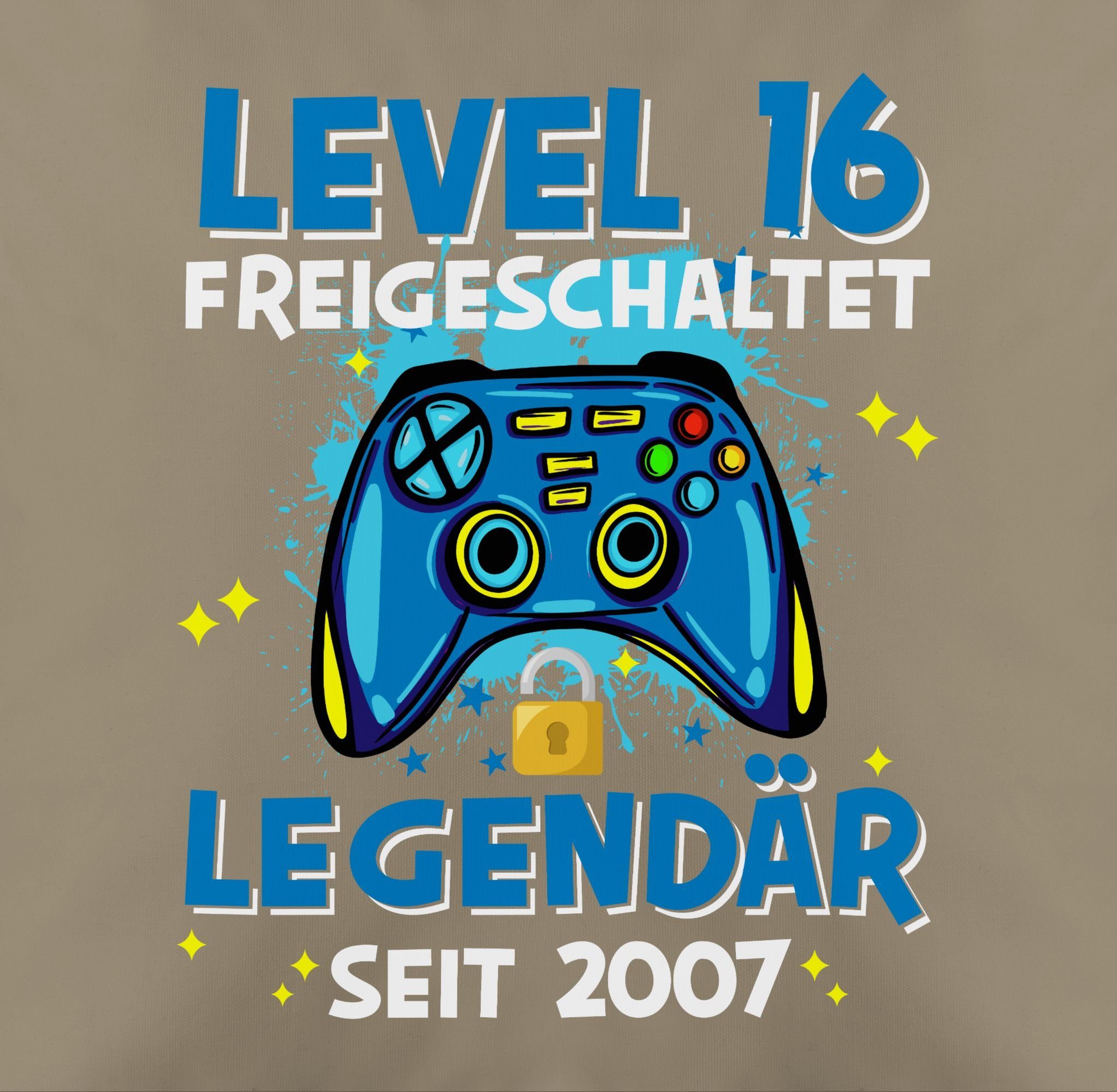 freigeschaltet Beige seit Level Geburtstag Shirtracer 16 Legendär Dekokissen 2007, Kissen 3 16.