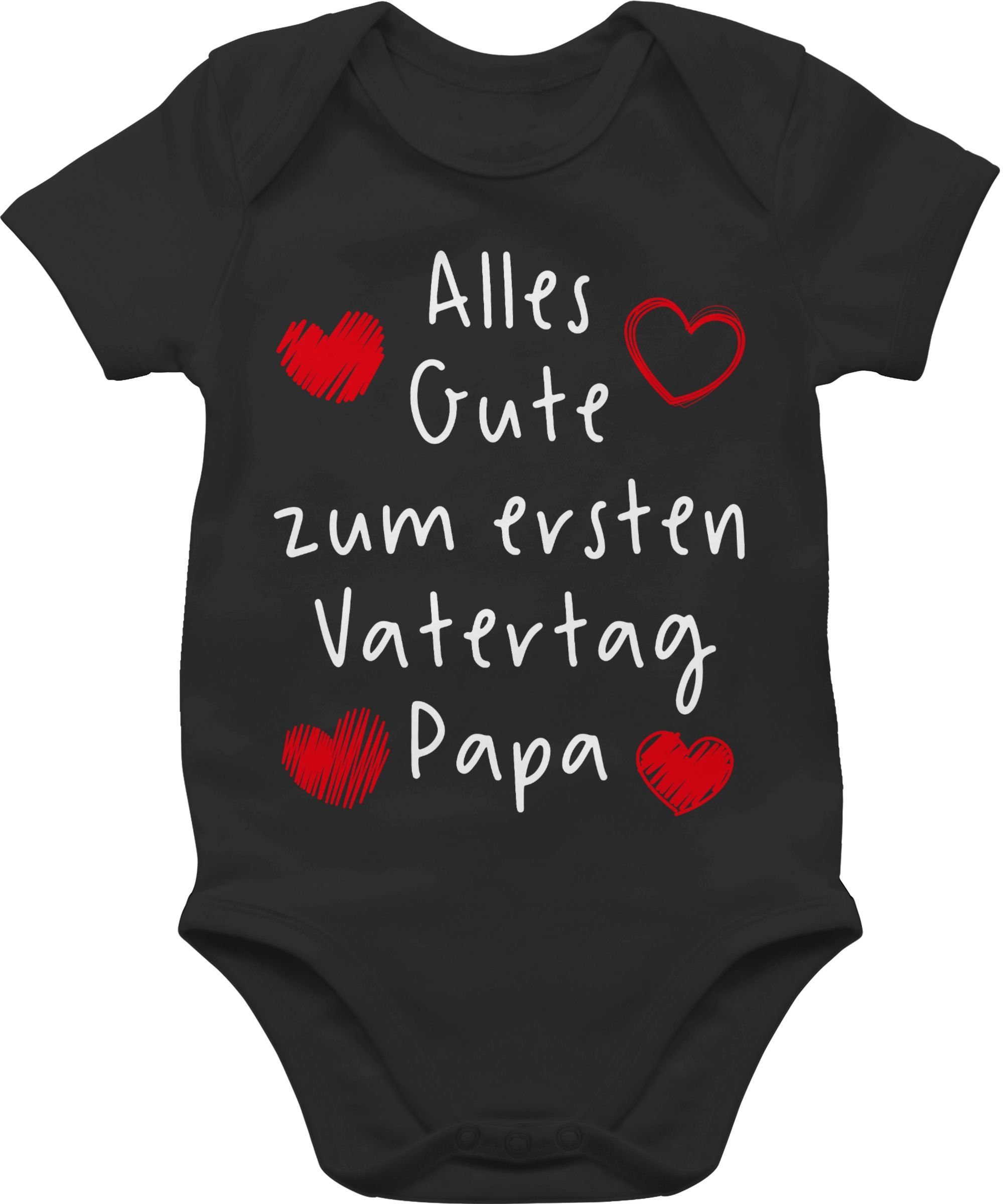 Vatertag Shirtracer Handschrift Shirtbody Baby 1 Schwarz Vatertag zum Gute Alles Geschenk weiß ersten