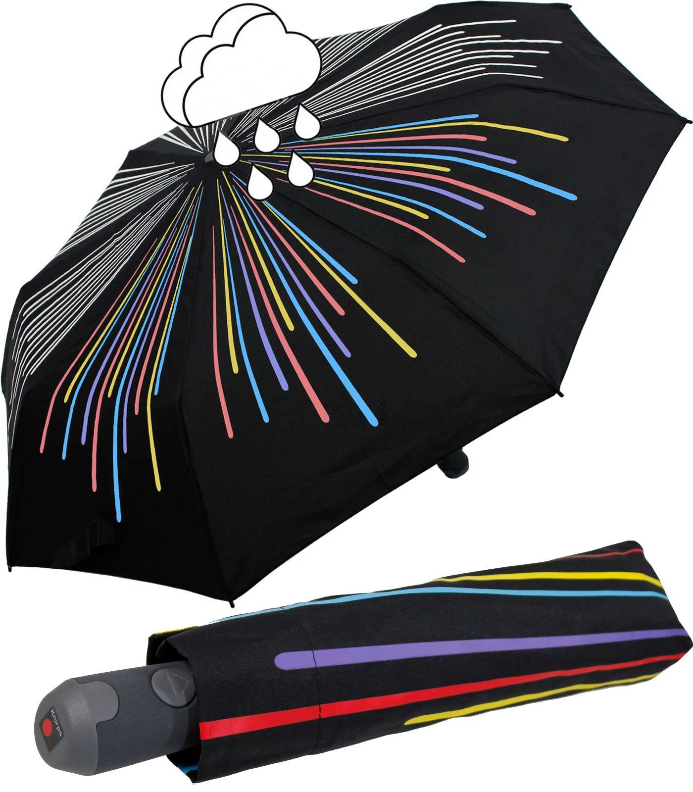 der Knirps® Auf-Zu-Automatik, Schirm wird Farbe, mit leichter nass seine Aufdruck ändert stabiler, wenn Langregenschirm er