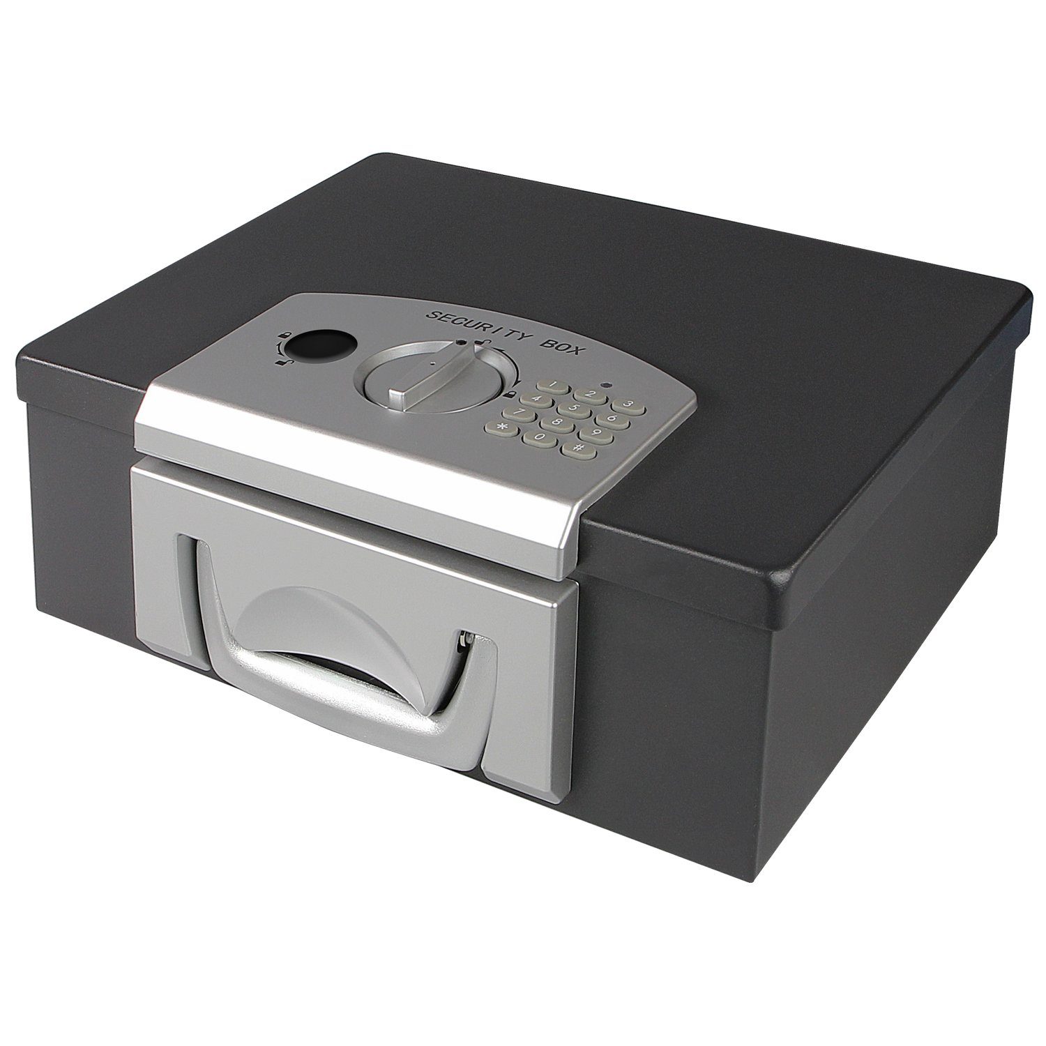 HMF Geldkassette 1006-02, Dokumentenbox mit Elektronikschloss, DIN A4, 32,5 x 25,5 x 12,5 cm | Geldkassetten