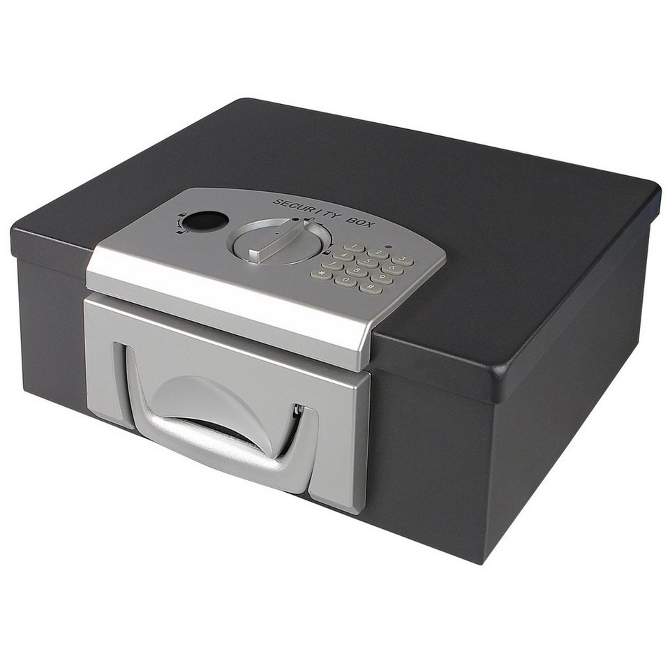 HMF Geldkassette 1006-02, Dokumentenbox mit Elektronikschloss, DIN A4, 32,5  x 25,5 x 12,5 cm