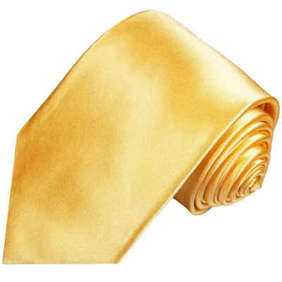 Paul Malone Krawatte Herren Seidenkrawatte Schlips modern uni satin 100% Seide Schmal (6cm), gelb 851