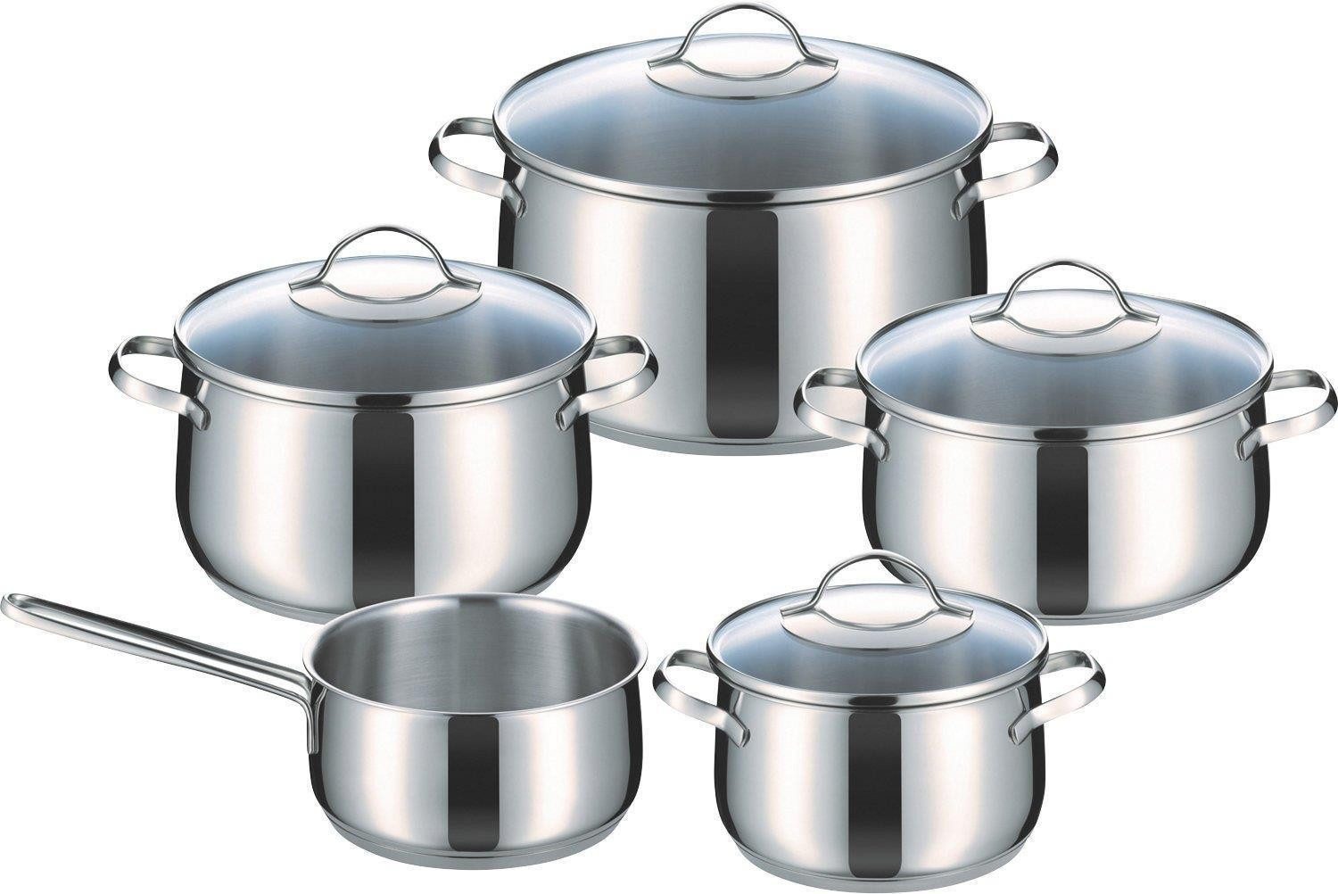 Riess Ersatzscherkopf Kelomat Geschirr-Topfset Torrano 9-teilig mit Glasdeckel Edelstahl