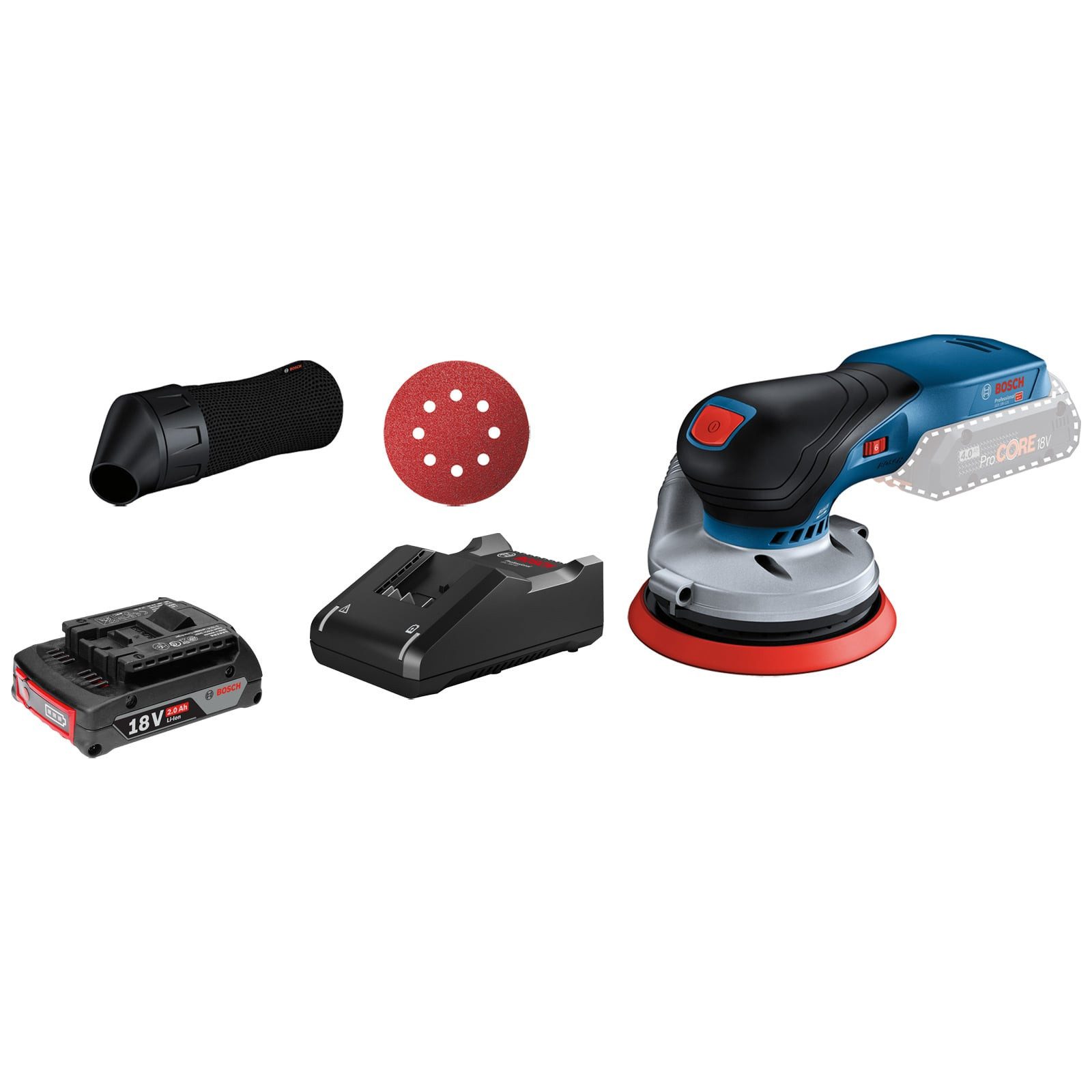 BOSCH Akku-Exzenterschleifer Bosch Akku-Exzenterschleifer GEX 18V-125 / 1x 2,0 Ah Akku + Ladegerät