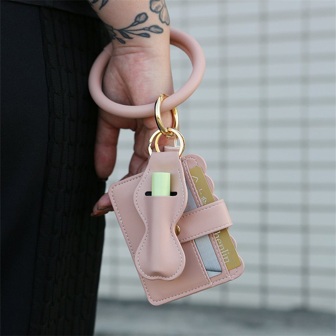 Schlüsselanhänger Armband Rosa DÖRÖY Quaste, Schlüsselanhänger Kunstleder mit Schlüsselanhänger