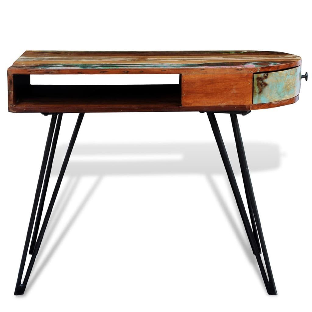 furnicato Schreibtisch Eisenbeinen mit Tisch Altholz