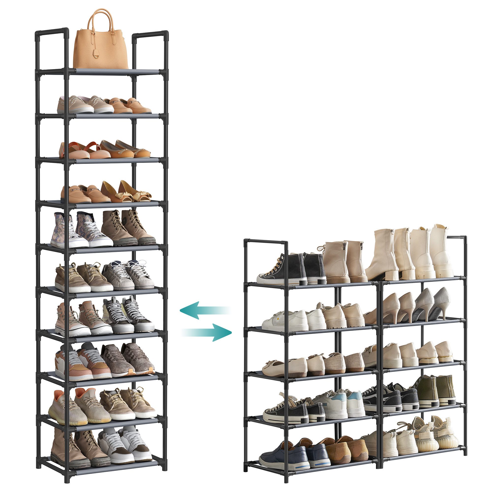 SONGMICS Schuhregal Schuhschrank, für 20 Paar Schuhe und Stiefel, mit 10 Eb günstig online kaufen