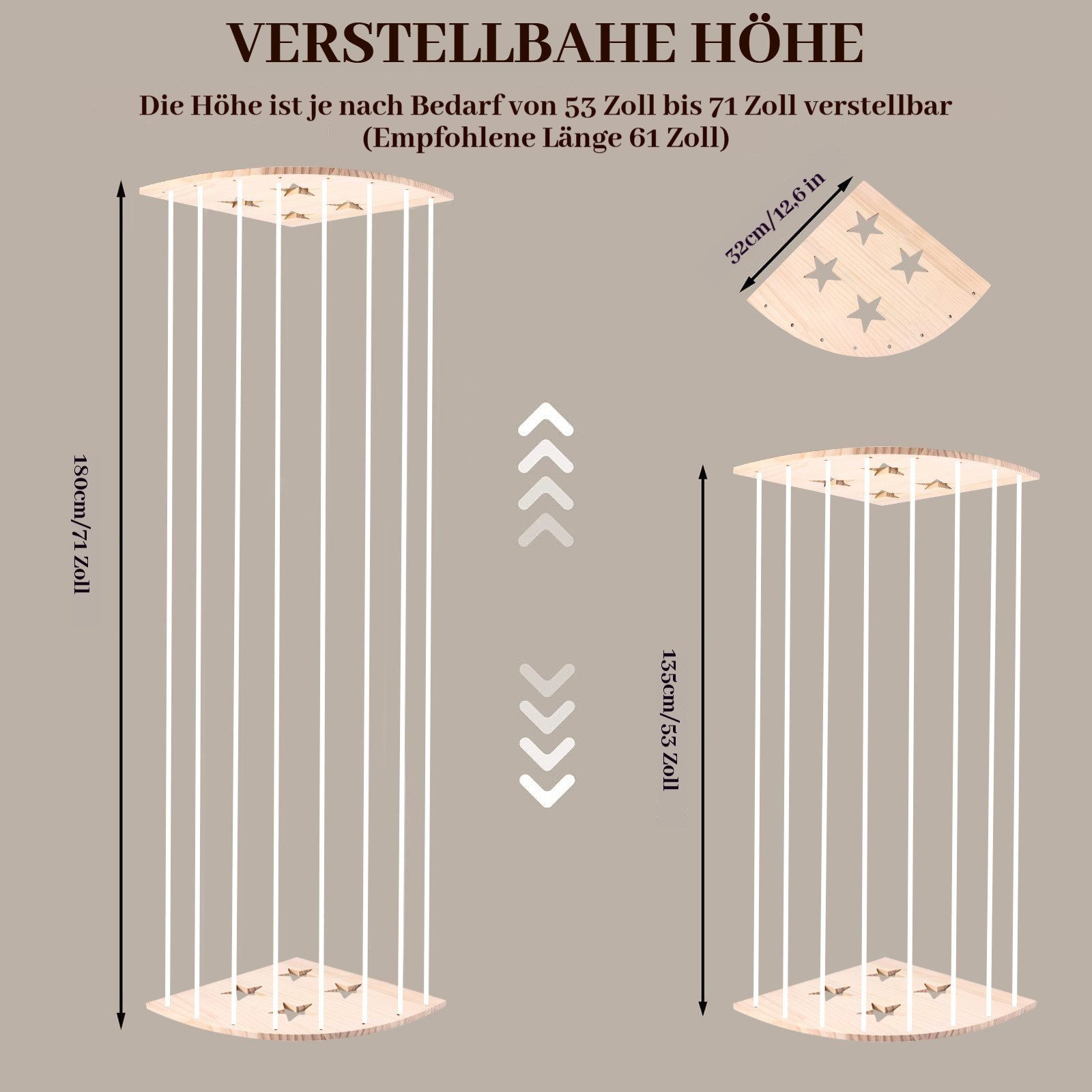 BlingBin Spielzeugtruhe Kuscheltier Aufbewahrung Organizer, Holz Eck Stofftier Regal (1 Set, 1 St., 135-180cm), Kinderzimmer Hängend Spielzeug Organizer für Plü – Bild 5 von 5