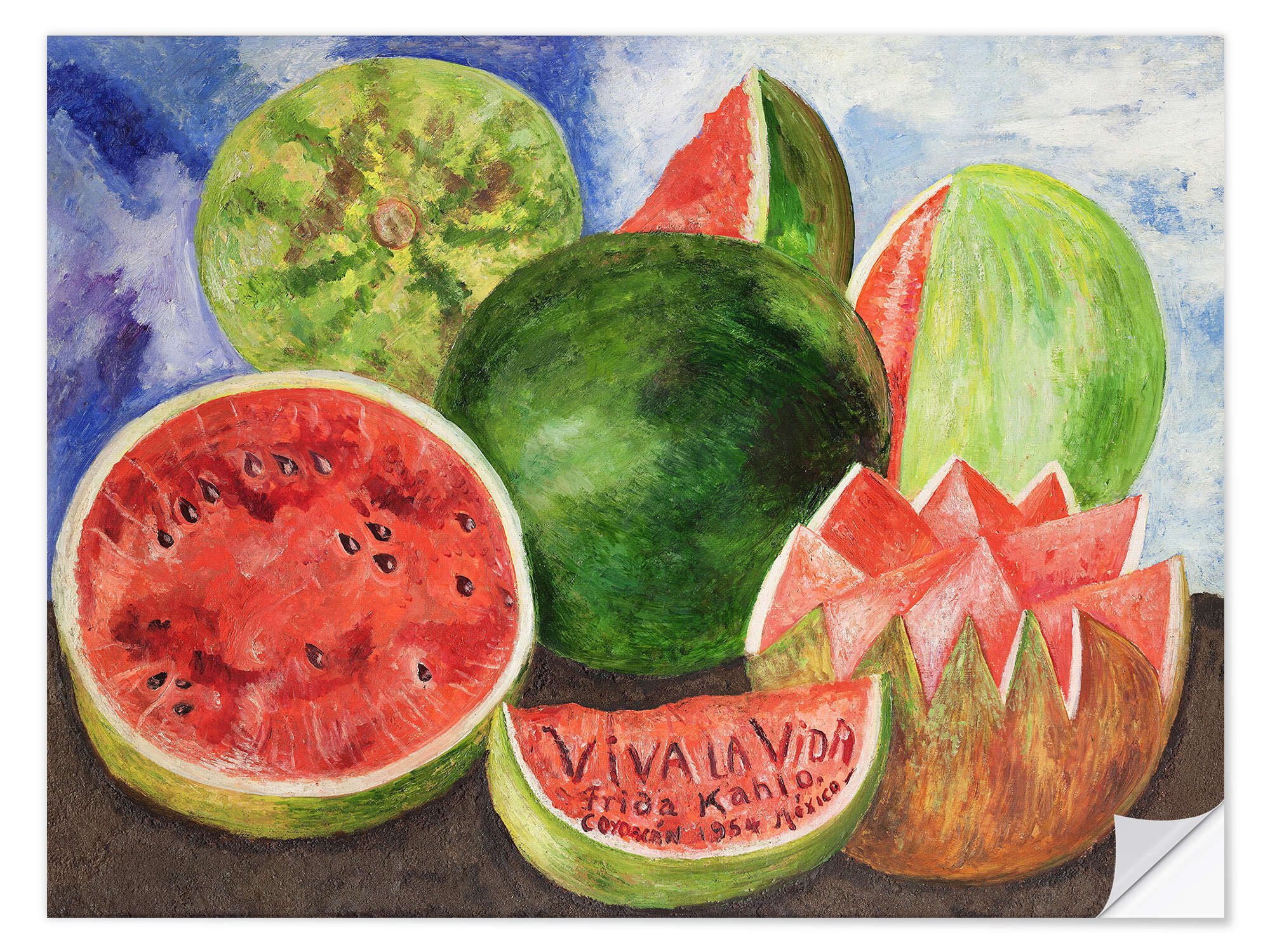 Posterlounge Wandbild Viva la vida, 1954, Frida Kahlo, erhältlich als Poster, Leinwandbild, Wandsticker oder Acrylglasbild