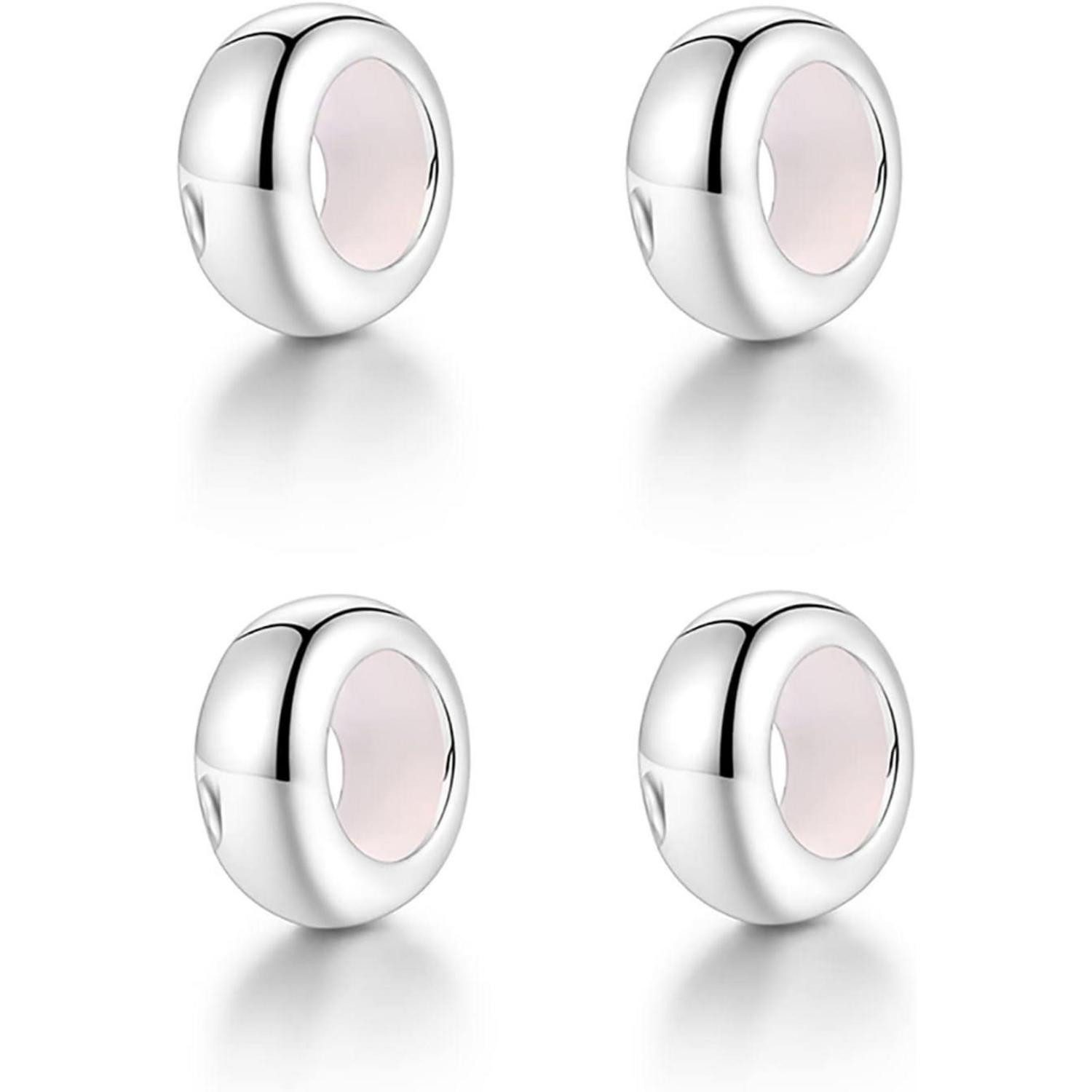 LuxusKollektion Bead Stopper Charms 925 Sterling Silber Armband Gummi Spacer 4x Silber