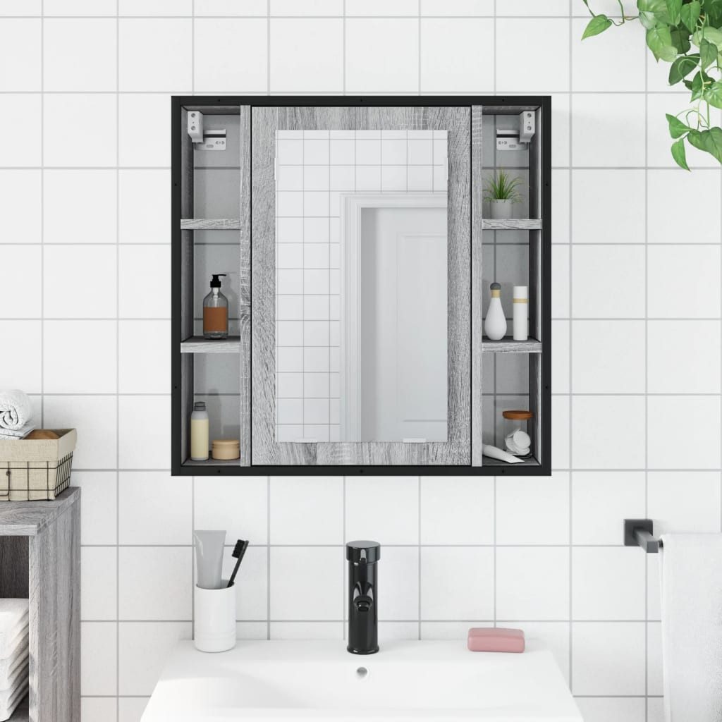 vidaXL Badezimmerspiegelschrank Bad-Spiegelschrank Grau Sonoma 60x16x60 cm günstig online kaufen