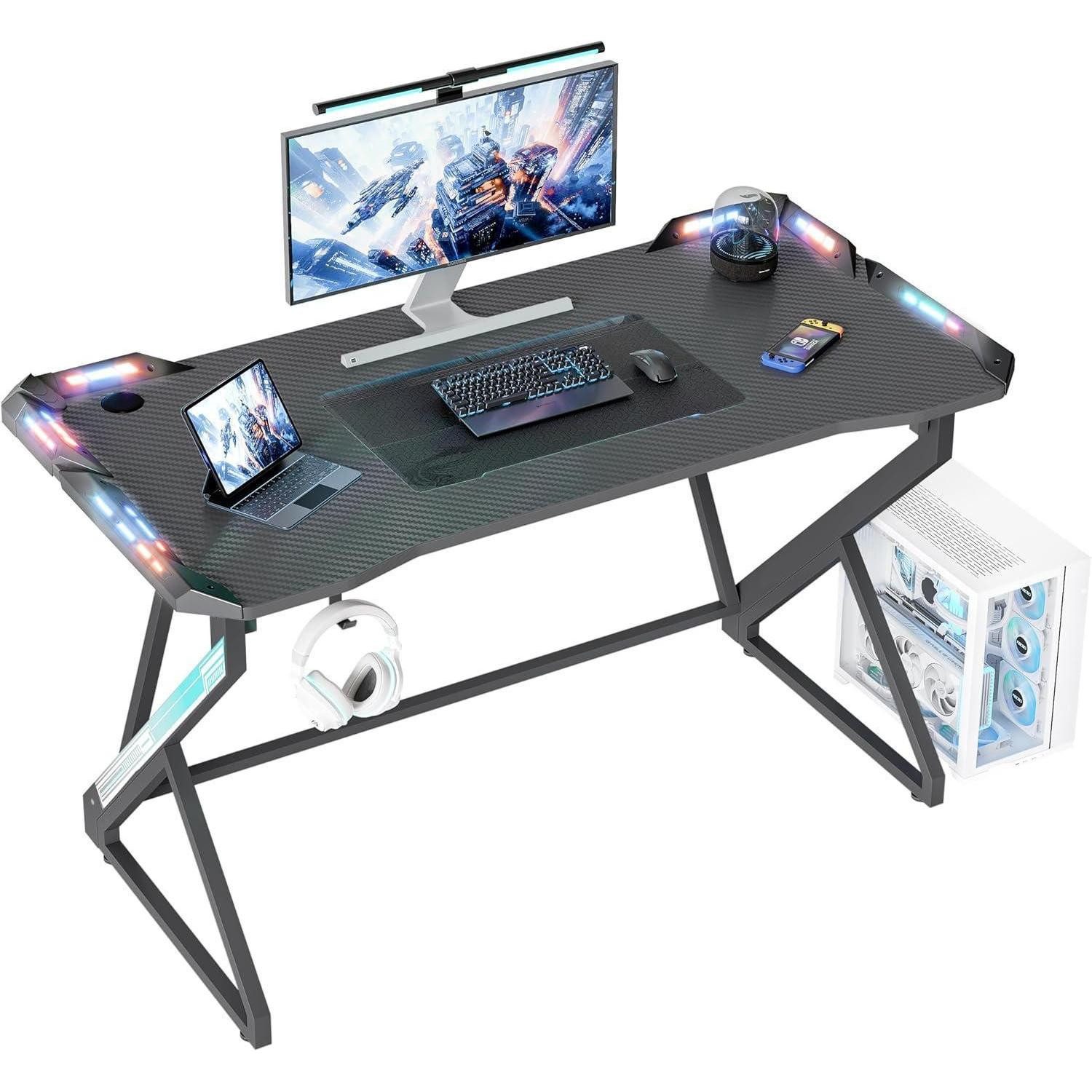 LuxusKollektion Gamingtisch Gaming Schreibtisch LED 100x60cm PC Gamer Tisch günstig online kaufen