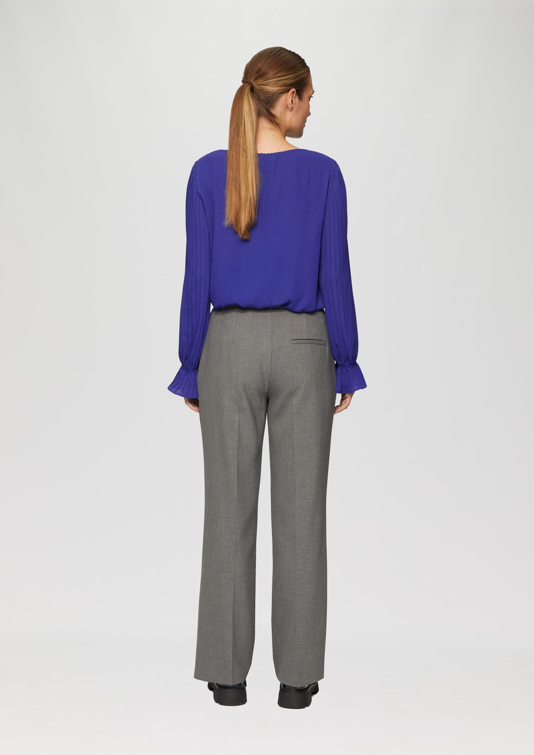 s.Oliver Langarmbluse Bluse Viskosebluse mit Plisseeärmeln