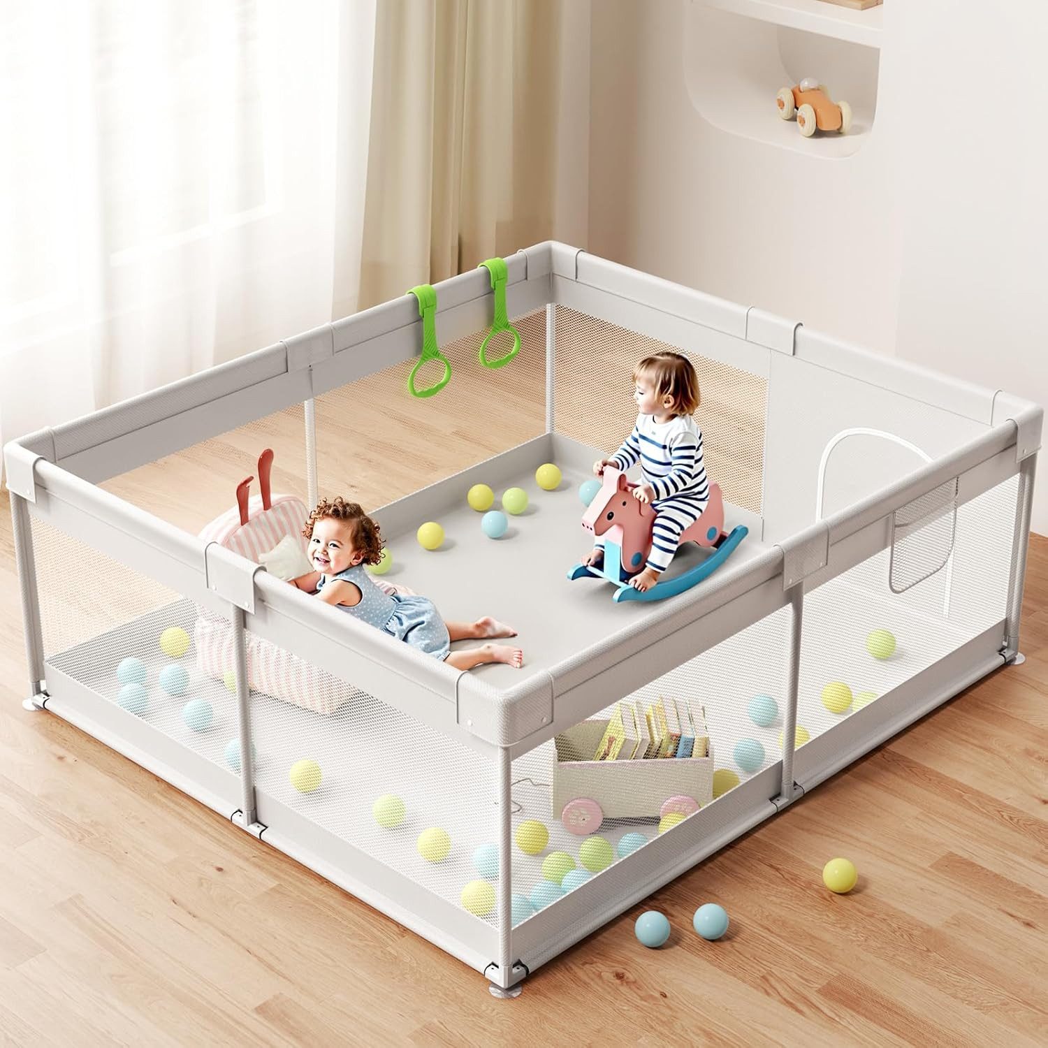 MC Star Laufstall 175x150cm - Großes Laufgitter Baby, XXL Sicherheitsspielp günstig online kaufen