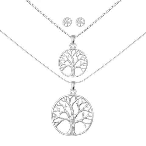 ALEXANDER YORK Schmuckset TREE OF LIFE BAUM DES LEBENS, 6-tlg. (Kette mit Anhänger, Ohrstecker), 925 Sterling Silber