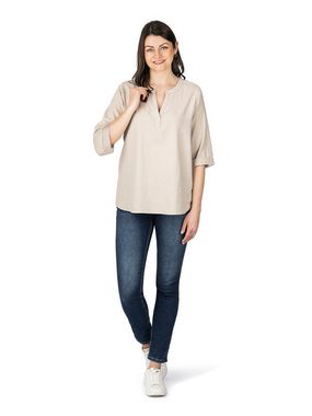 DENIMFY Hemdbluse Damen Leinen Bluse DFSara Regular Fit Tunika mit V-Ausschnitt und Serafino Kragen