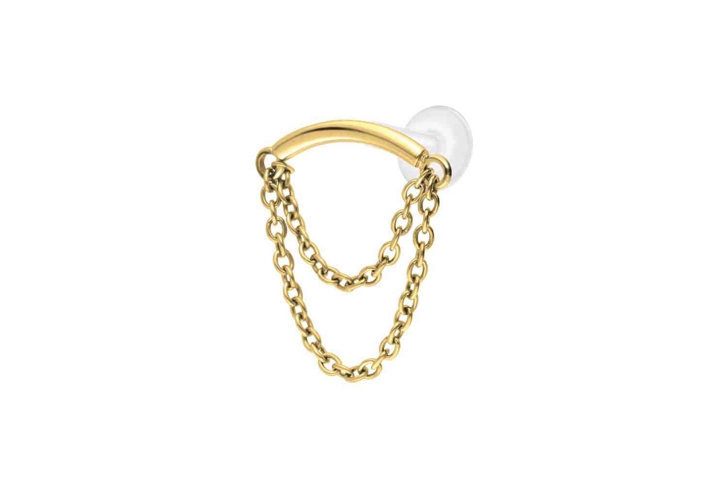 PIERCINGLINE Piercing-Set PTFE Labret mit Innengewinde + Titan-Aufsatz BOGEN + 2 KETTEN (Labrets, 1-tlg)