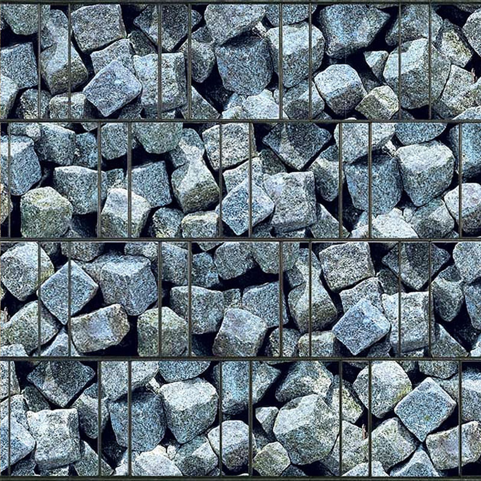 zaunzu Sichtschutzstreifen Granitwürfel bedruckter Sichtschutz 2,5m x 2,0m, (1 Rolle, Motivdruck Sichtschutzstreifen), Beidseitiger Druck für Doppelstabgitter