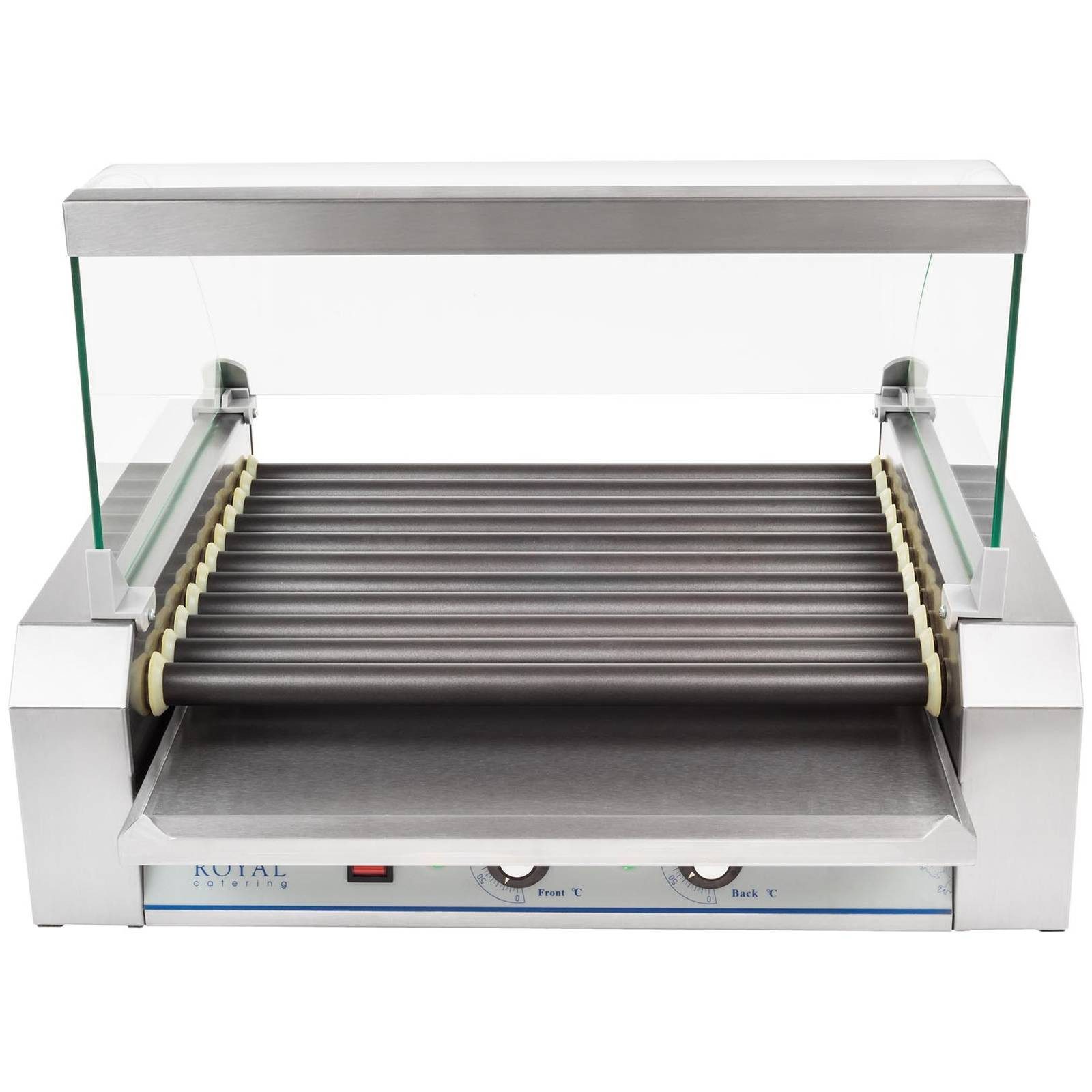 Royal Catering Elektrogrill Hot Dog Grill 11 Rollen Hot Dog Gerät Maker Rollengrill Teflon, 2200 W, verschiedene Größen