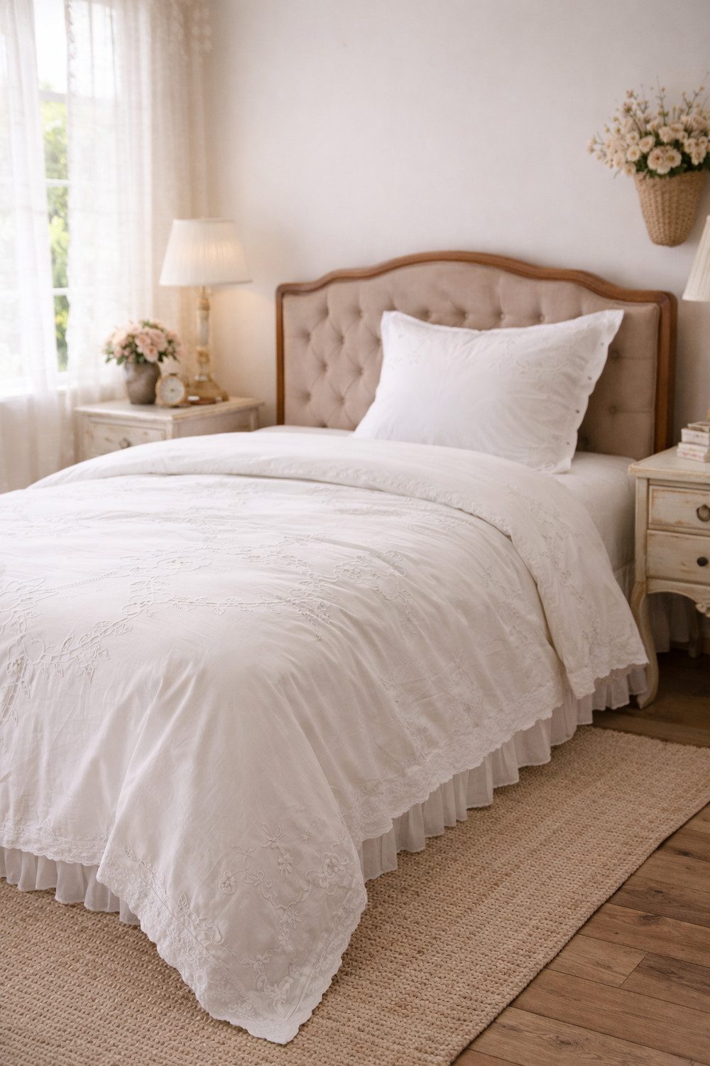 HOSSNER - HOMECOLLECTION Bettwäsche 155x220 cm, Baumwolle, 2 teilig, Vintage Landhaus Stil