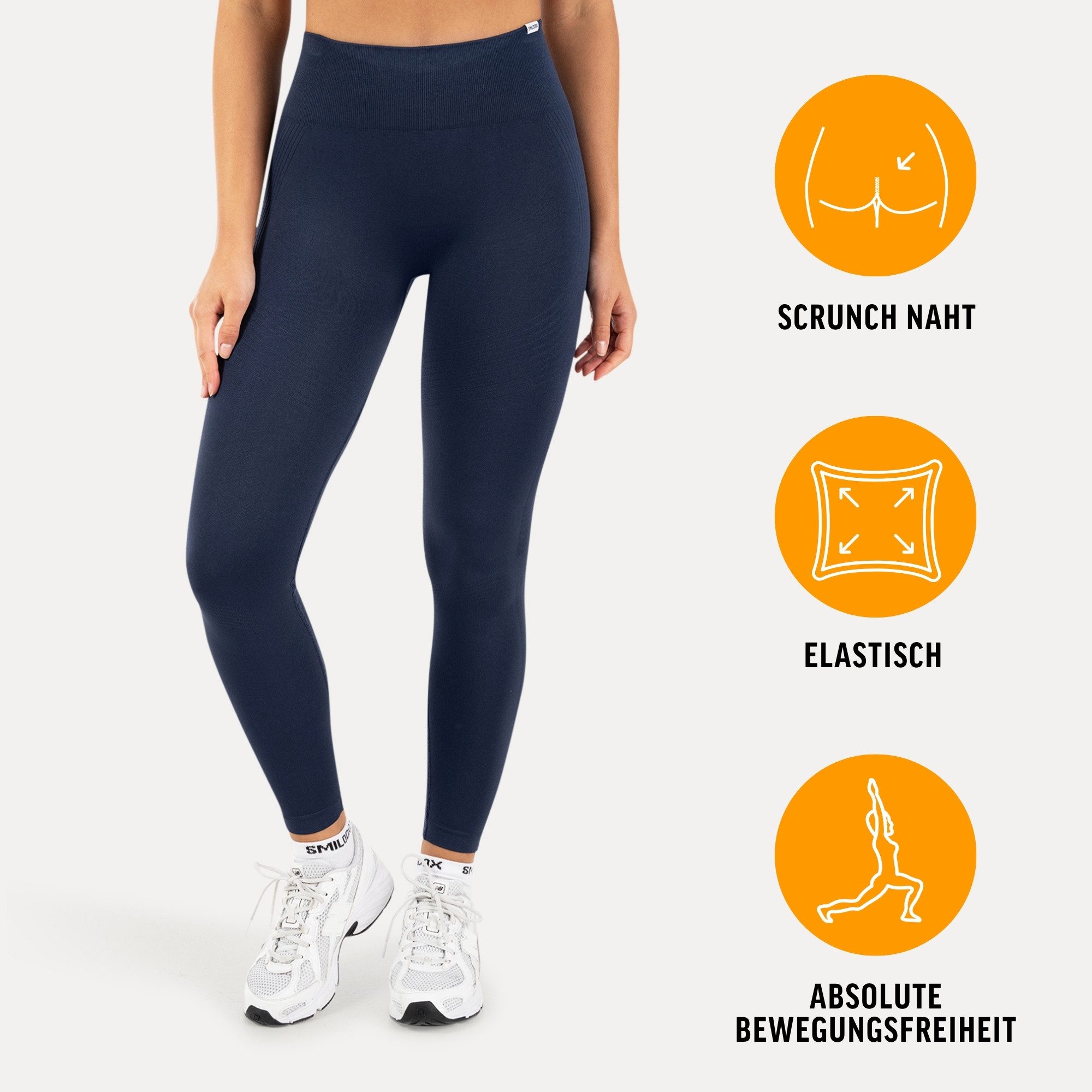 Smilodox Leggings Vonda, Scrunch Sporthose Damen, Shaped Fit, Seamless, Gym & Yoga V-Shape Bund, Seamless, Booty Shape, Push Effect, Squatproof