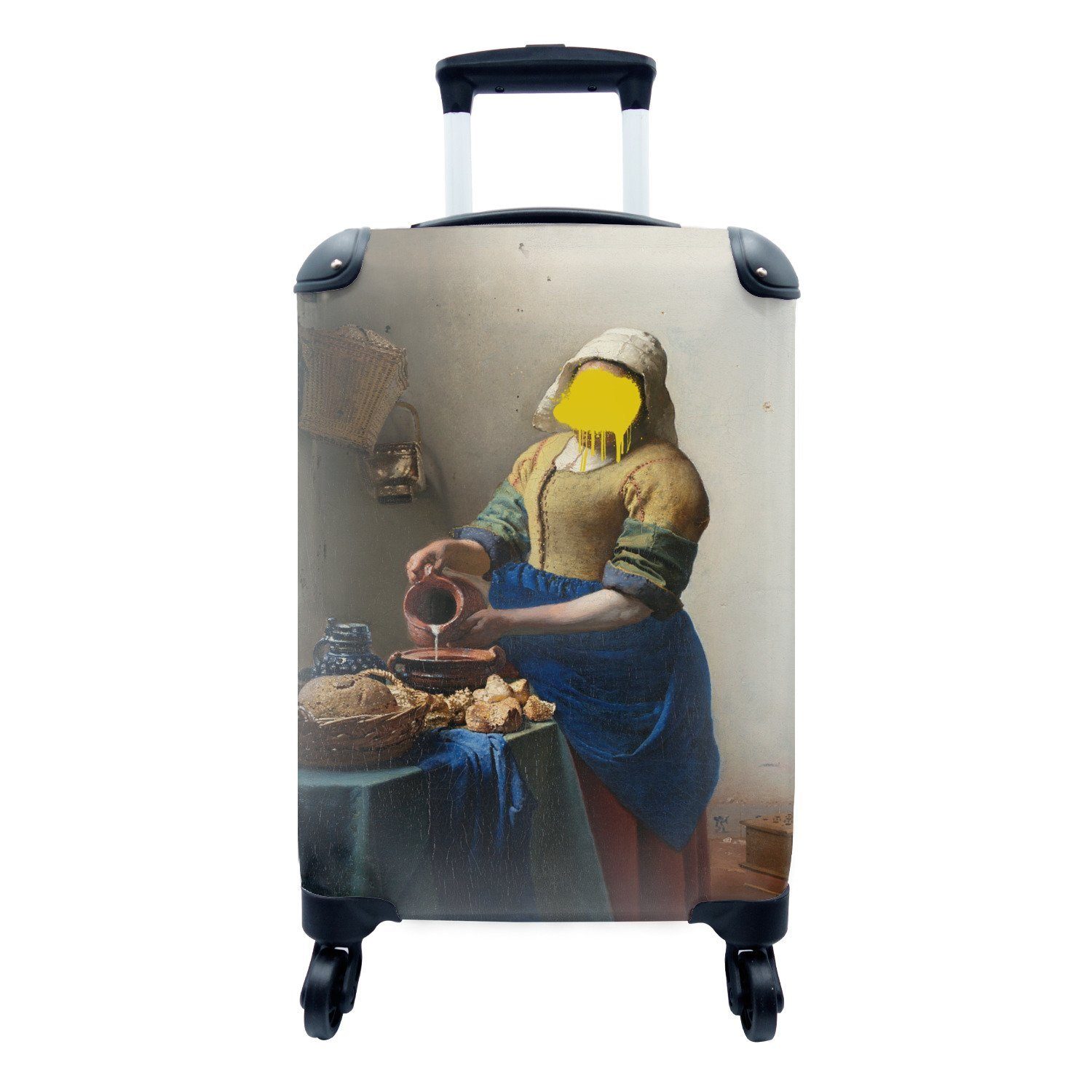 MuchoWow Handgepäckkoffer Milchmädchen - Johannes Vermeer - Gemälde, 4 Rollen, Reisetasche mit rollen, Handgepäck für Ferien, Trolley, Reisekoffer