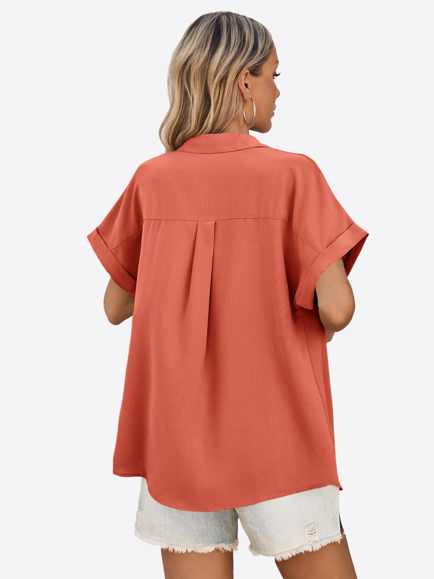 Imily Bela T-Shirt Reverskragen Kurzarmshirt mit Brusttasche (Packung, 1-tl günstig online kaufen
