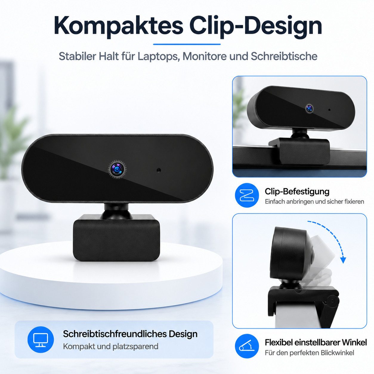 XEOOCE Webcam, 2K, Autofokus, Mit Mikrofon, 1 Stück, Schwarz Vollformat-Digitalkamera