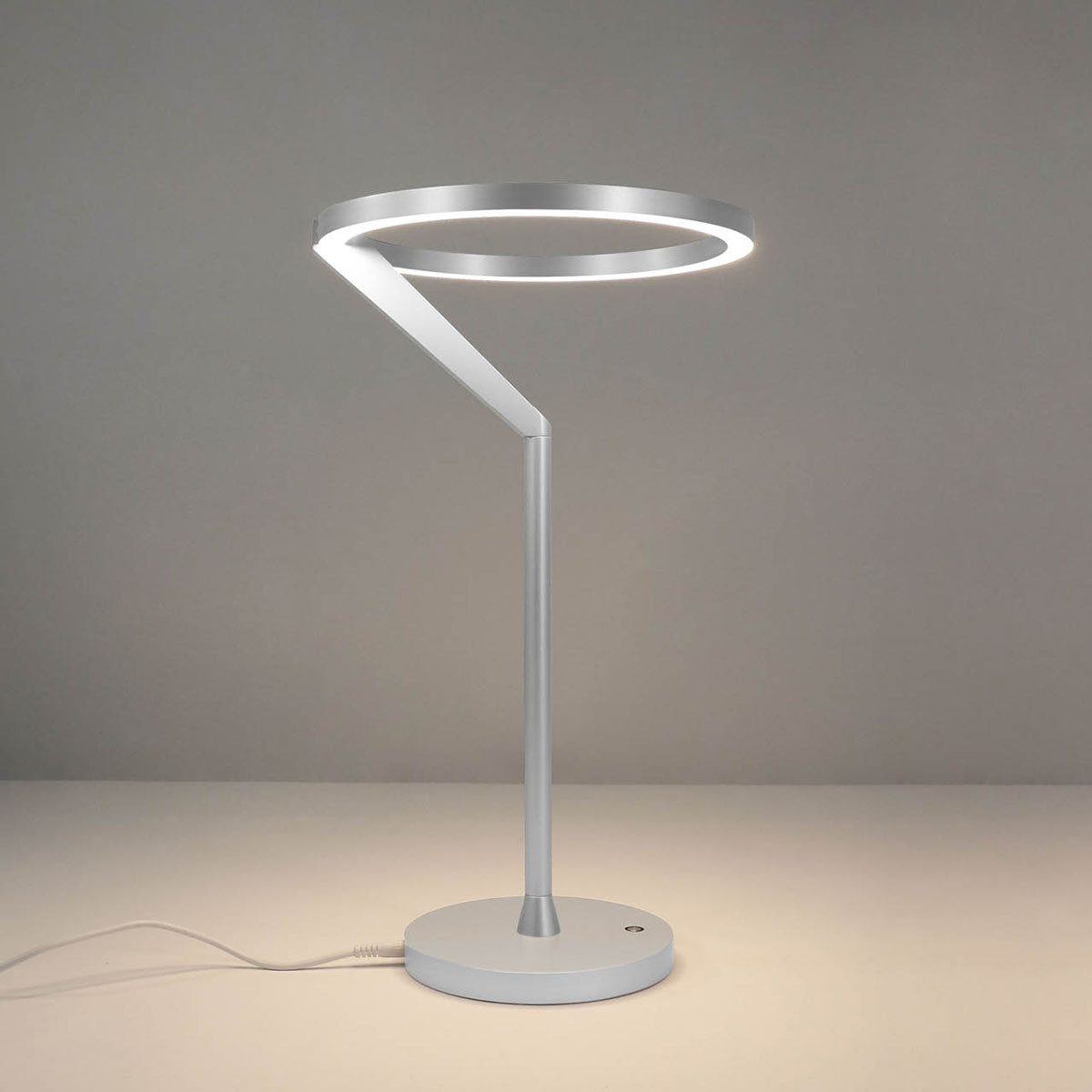 Vivida International LED Schreibtischlampe Meridiana Ring Tischleuchte, Titanium, LED fest integriert, Warmweiß, Tischlampe