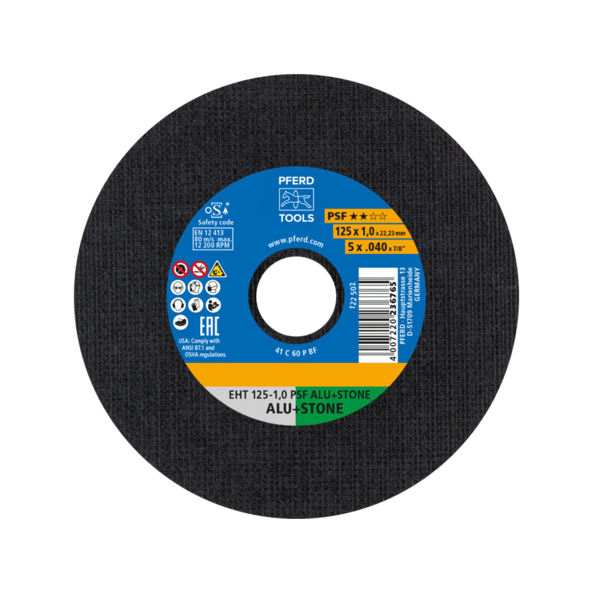 Pferd Trennscheibe PFERD TOOLS Trennscheibe EHT 125x1,0x22,23 mm gerade Uni.-Linie PSF AL