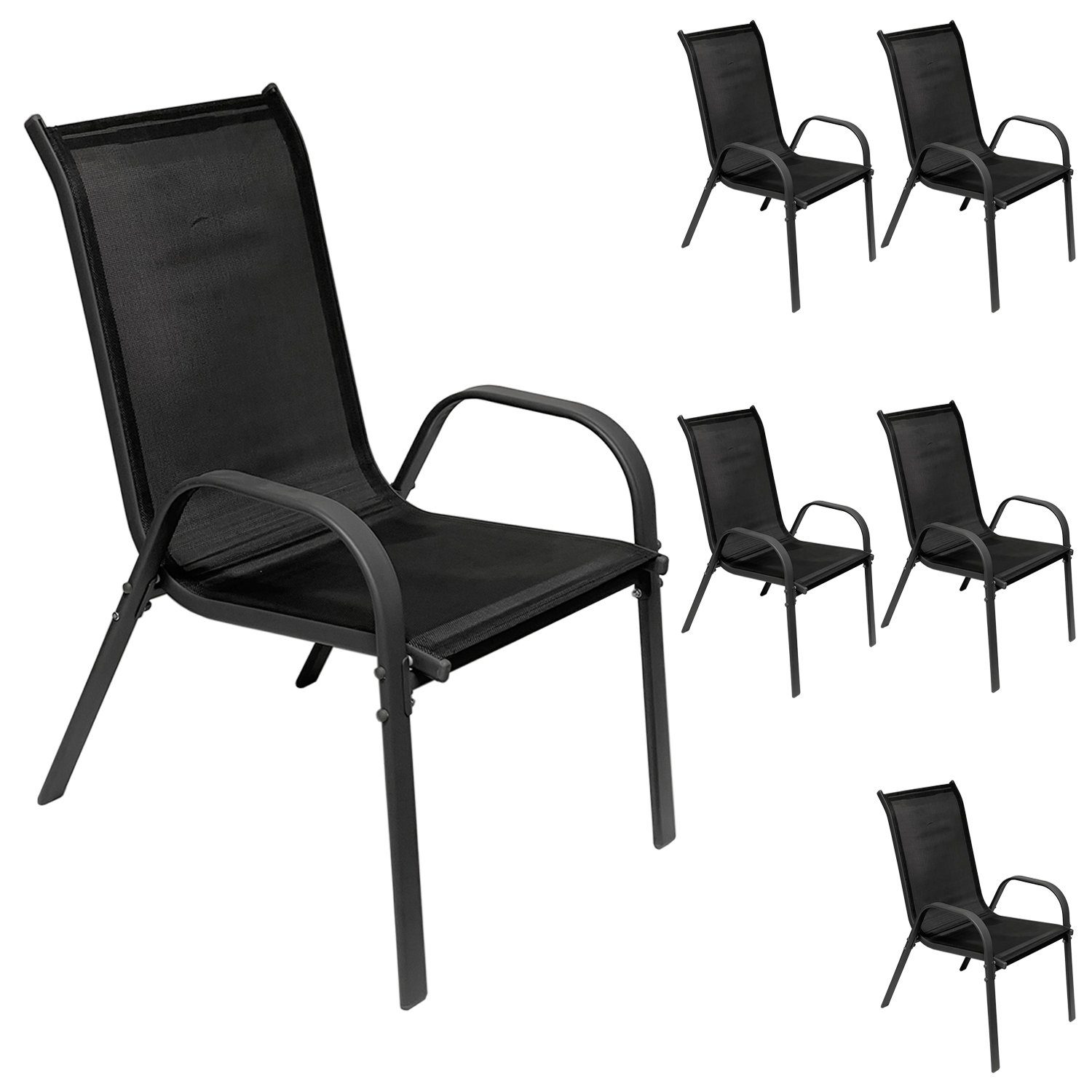 Mojawo Armlehnstuhl 6er Outdoorstuhl Gartenstuhl Stapelstuhl günstig online kaufen