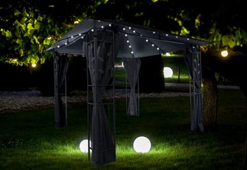 Livotion Pavillon, mit 4 Seitenteilen, mit LED Beleuchtung, in Blätteroptik, in 300x300 und 300x400cm