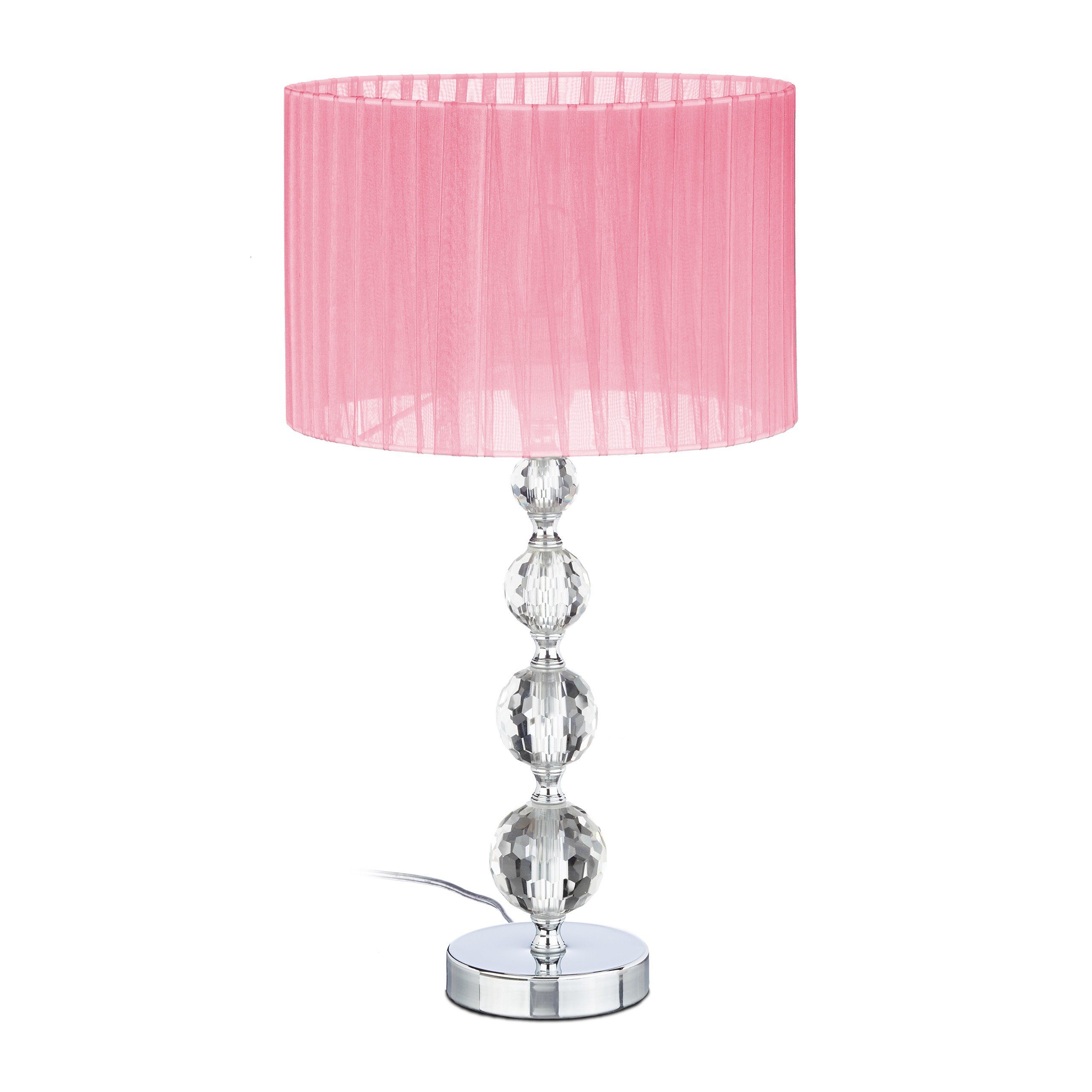 relaxdays Tischleuchte Tischlampe Kristall in Rosa günstig online kaufen