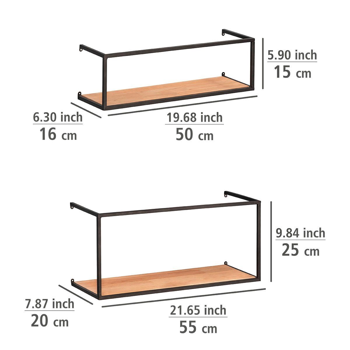 2 Set, Größen in Geo, 2er Wandregal WENKO