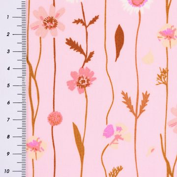 SCHÖNER LEBEN. Stoff Rico Design Baumwollstoff Wildblumen rosa bunt 1,4m Breite